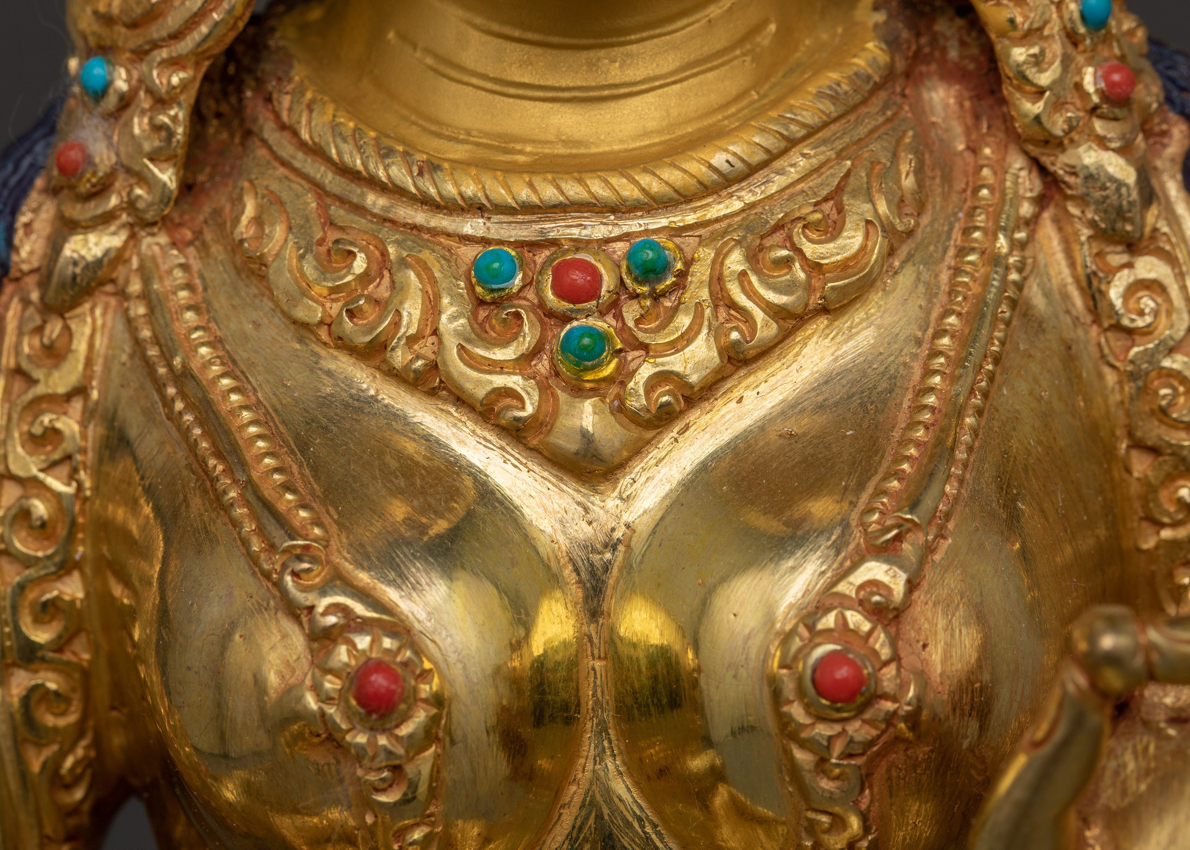 24K gold Green Tara statue | Sculpture of Compassionate Protection