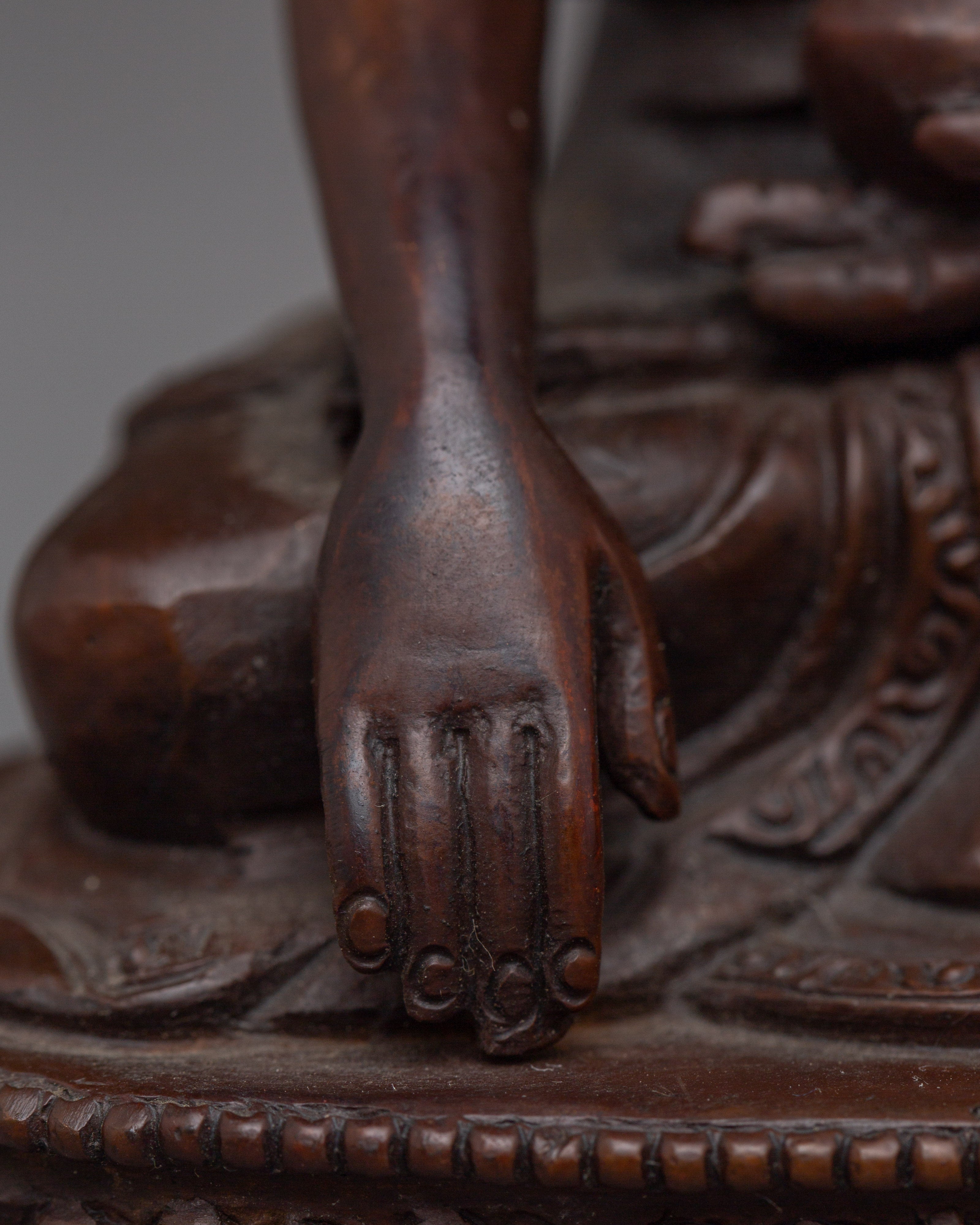 Oxidized Peace Symbol Shakyamuni Buddha Statue | Gautama Buddha Artwork