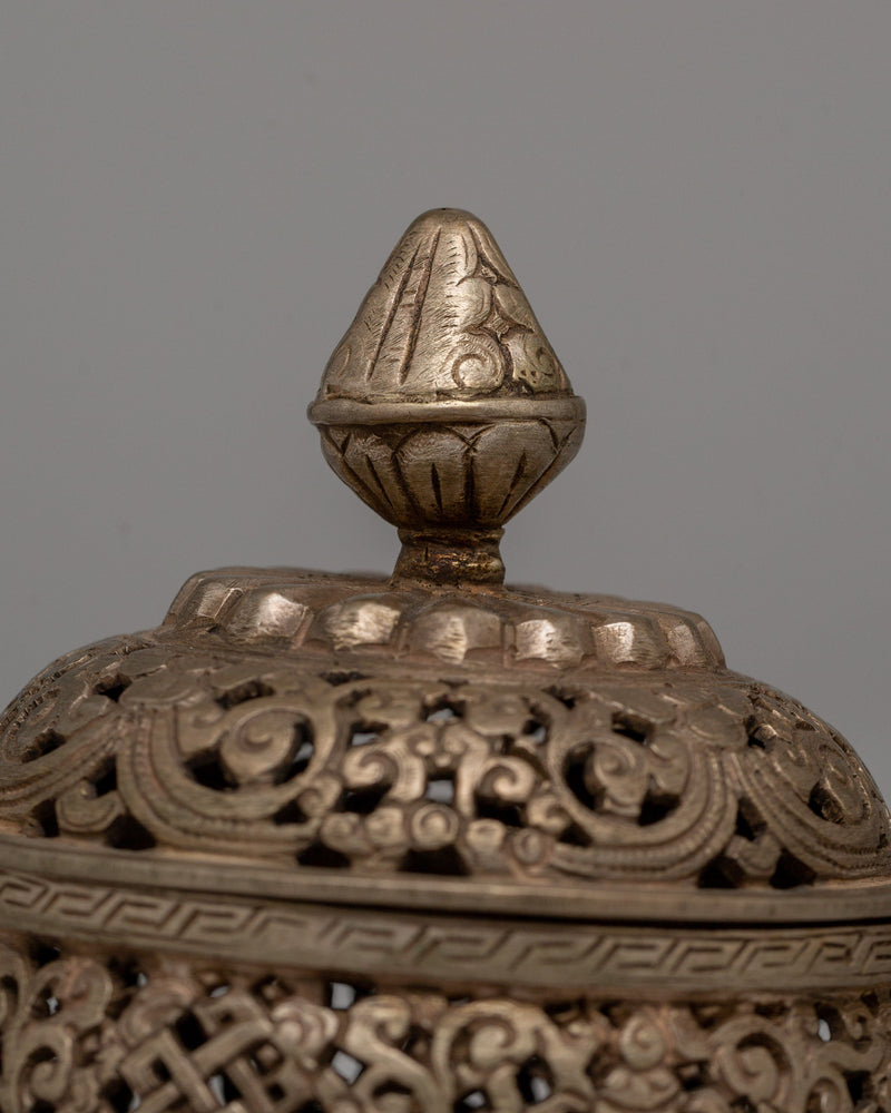 Incense Burner with Handle | 80% Silver Buddhist Incense Burner