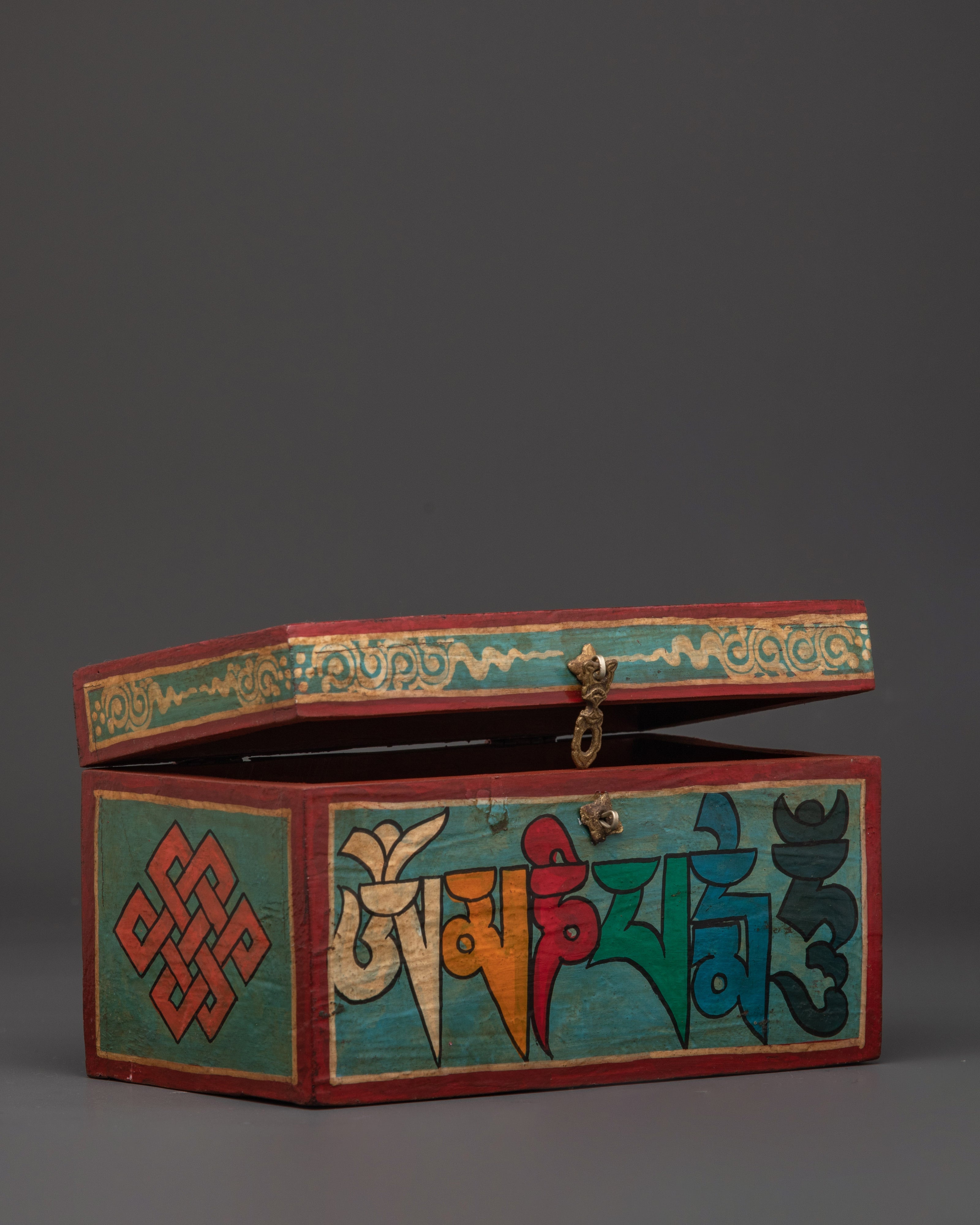 Handcrafted Tibetan Wooden Box | Ethnic Decorative Storage for Spiritual Rituals and Keepsakes