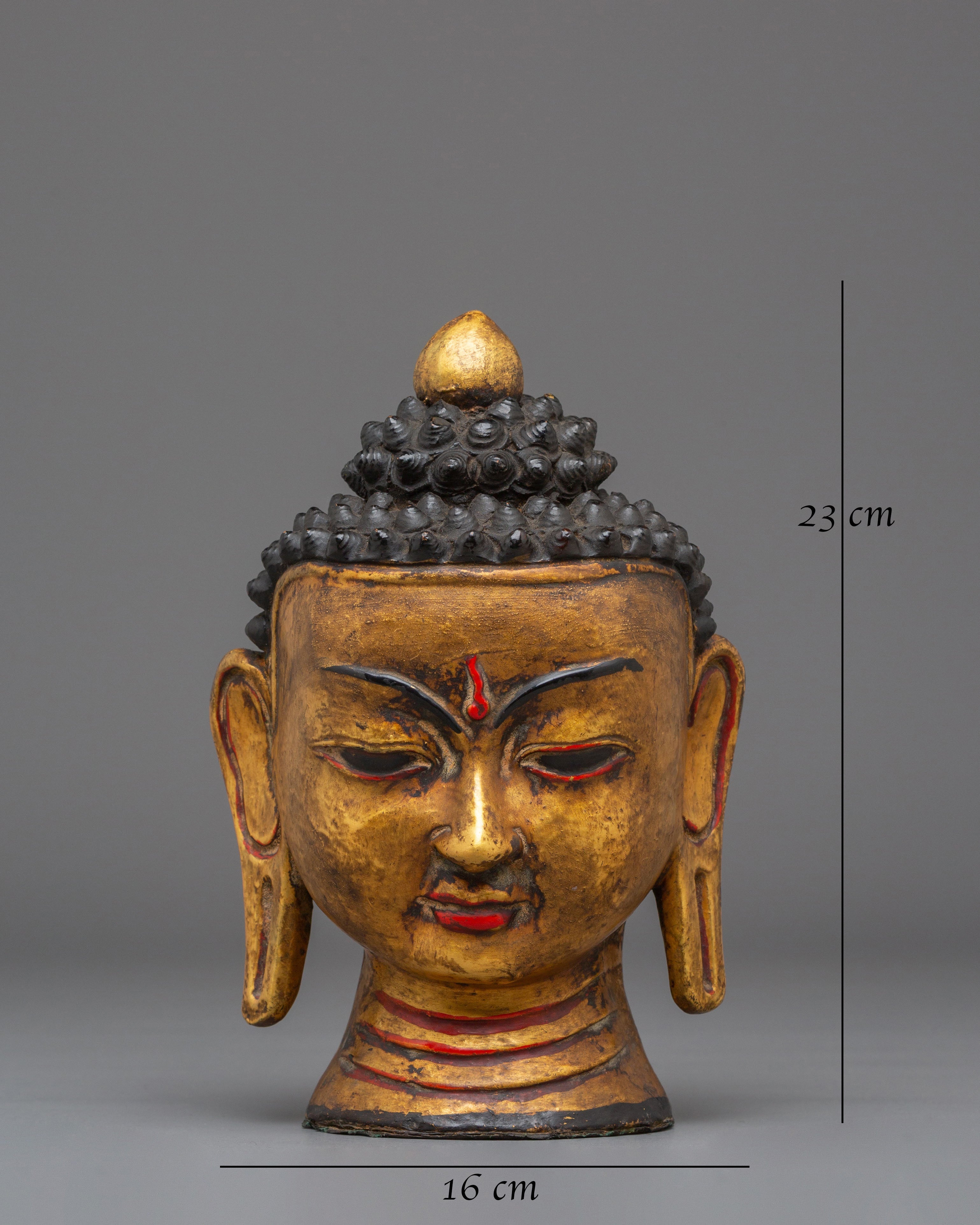 Handcrafted Wood Buddha Head | Acrylic Color Art for Meditation and Peace