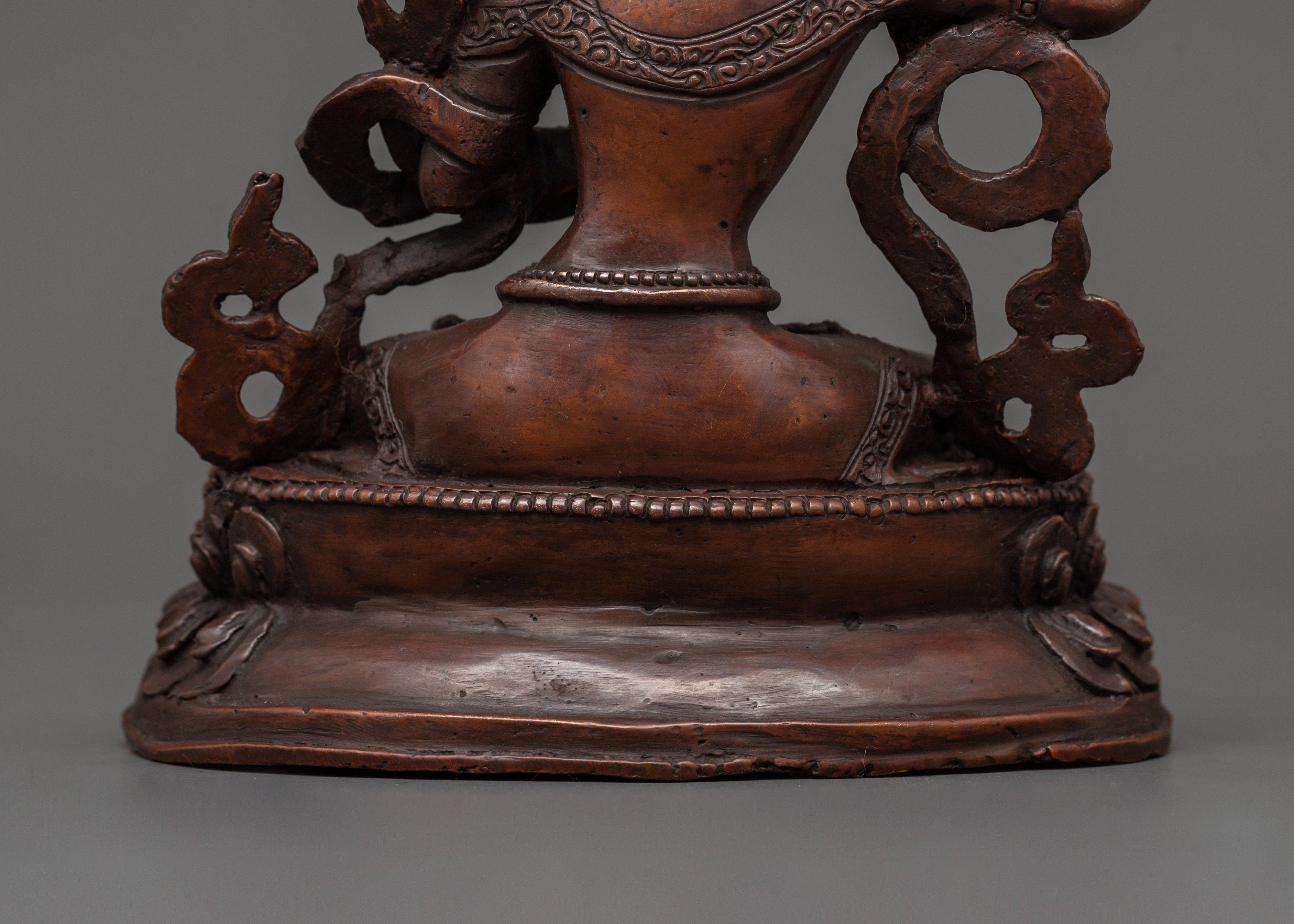 Sacred Manjushri Sculpture | Oxidized Copper Buddhist Bodhisattva of Wisdom