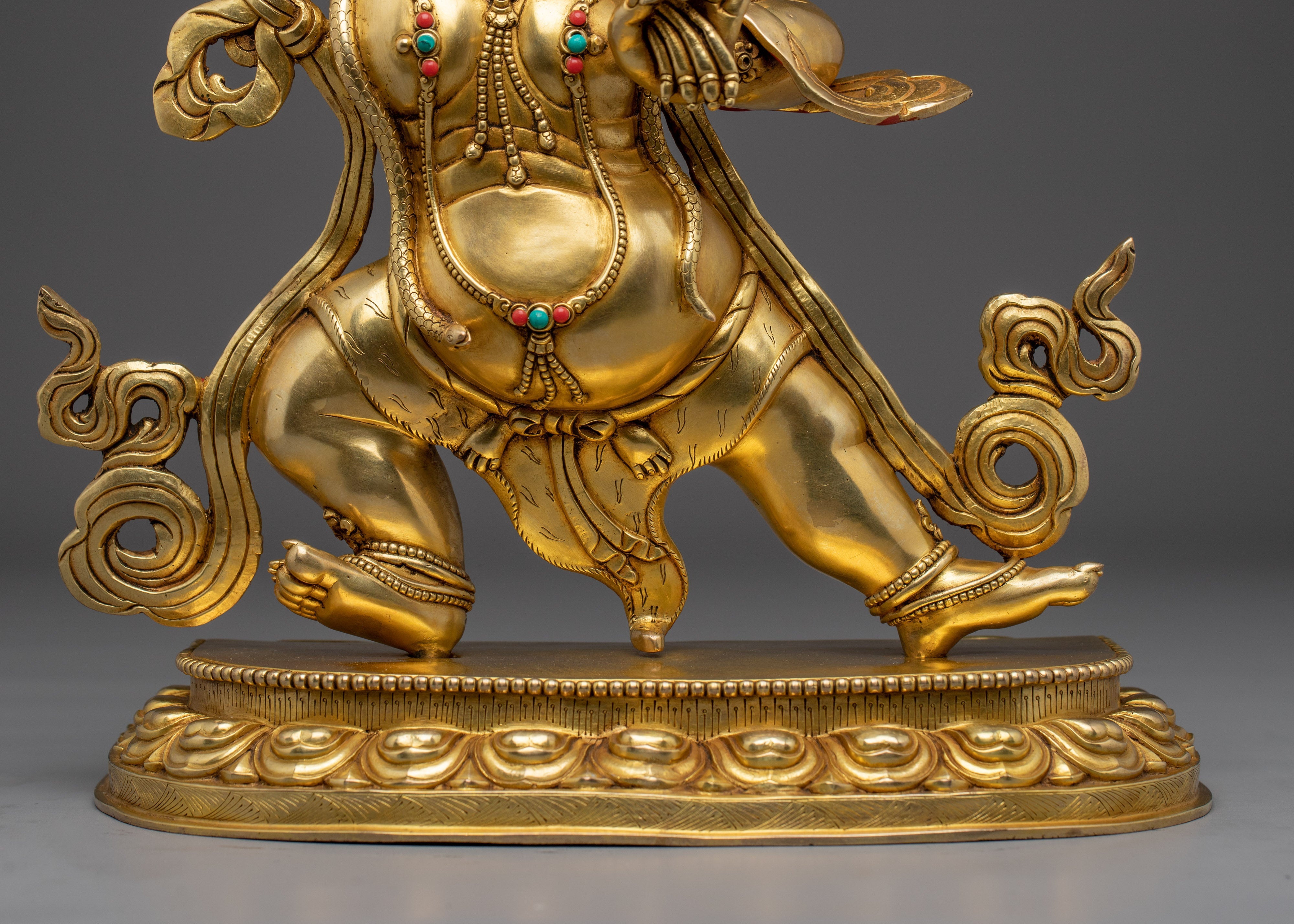 Vajrapani Gold Gilded and Copper Statue with flaming Halo | Traditional Sculpture