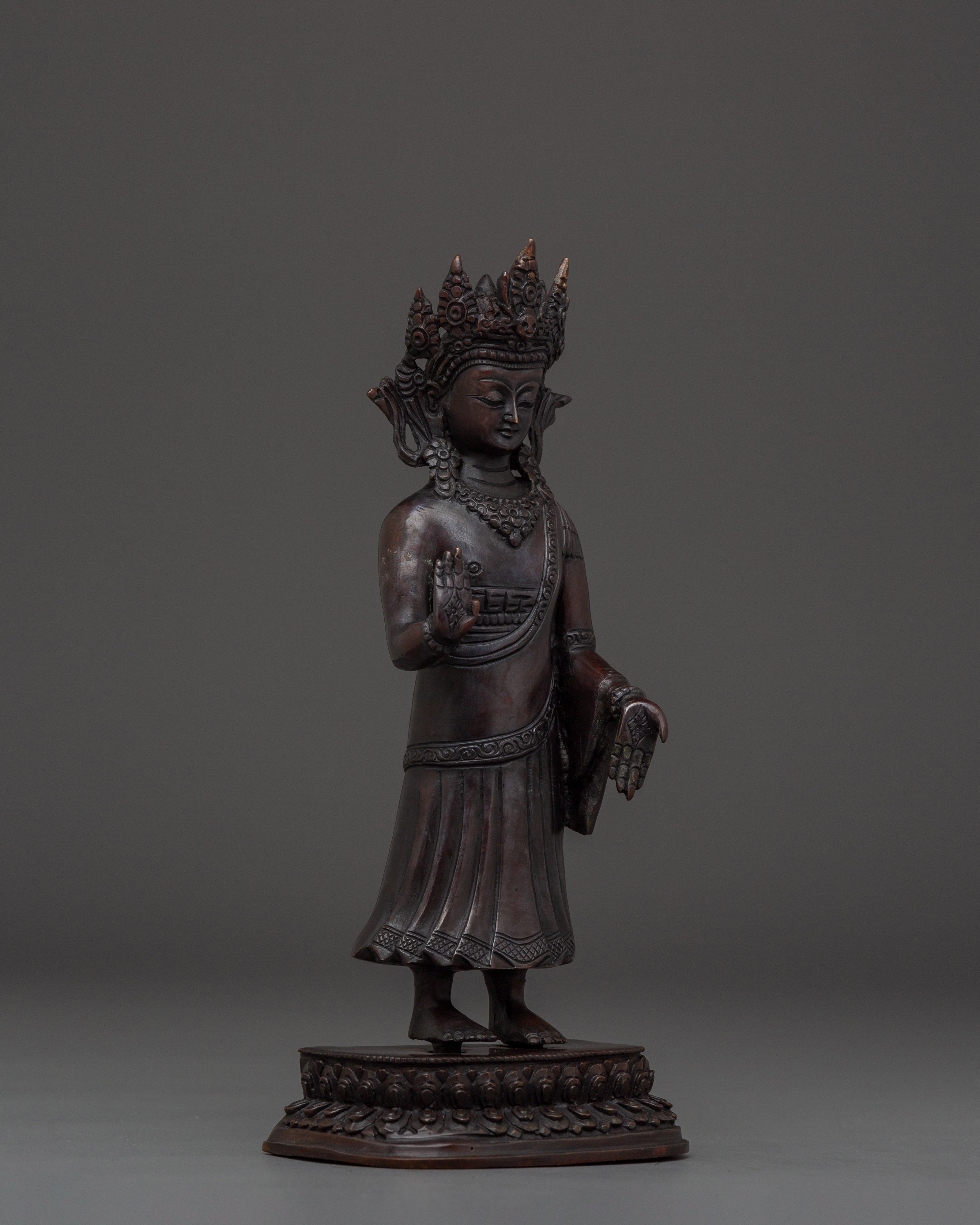 Standing Buddha Copper Statue | Spiritual Home Decor