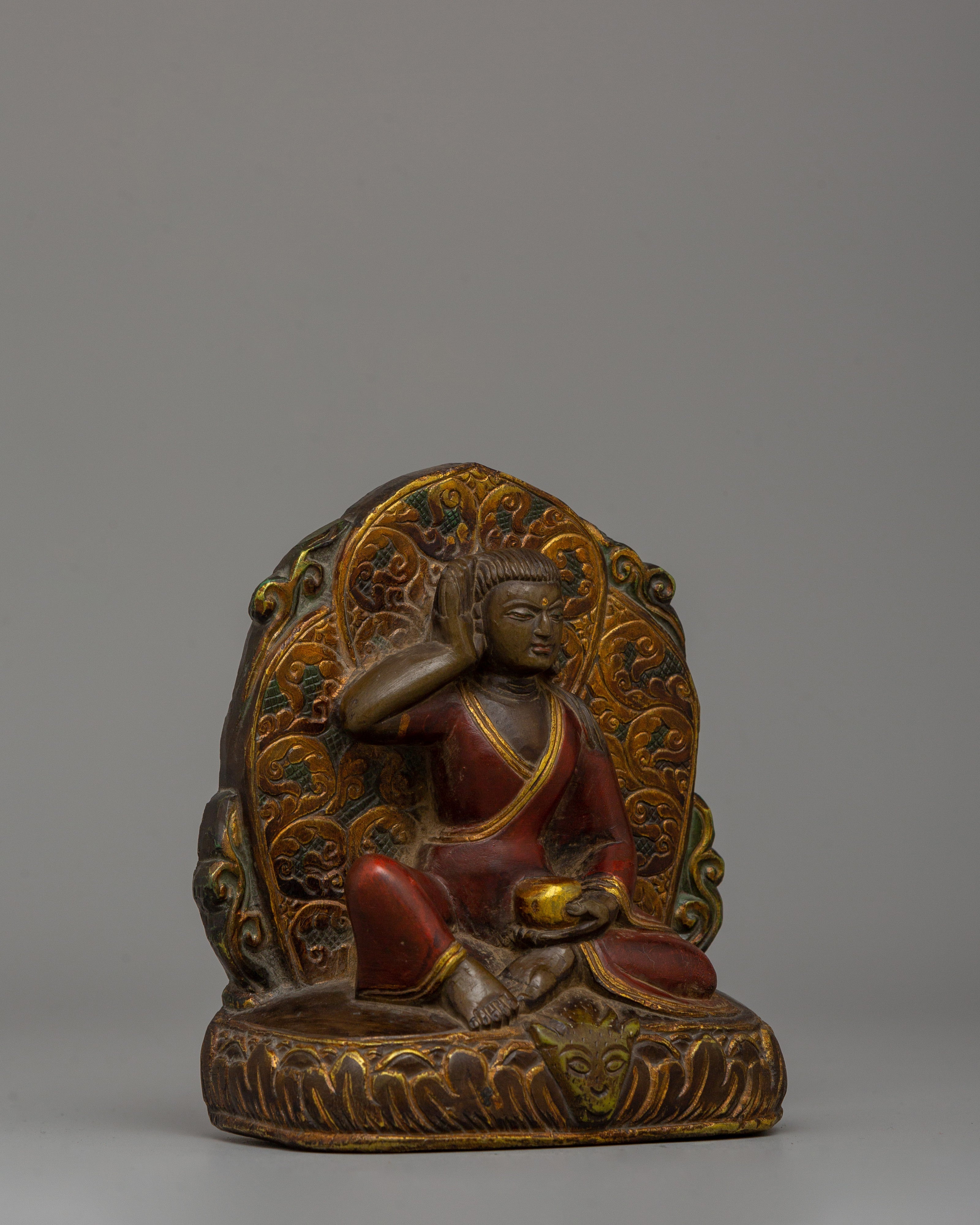 Tibetan Buddhist Master Milarepa Statue | Sacred Stone Statue of Jetsun Milarepa