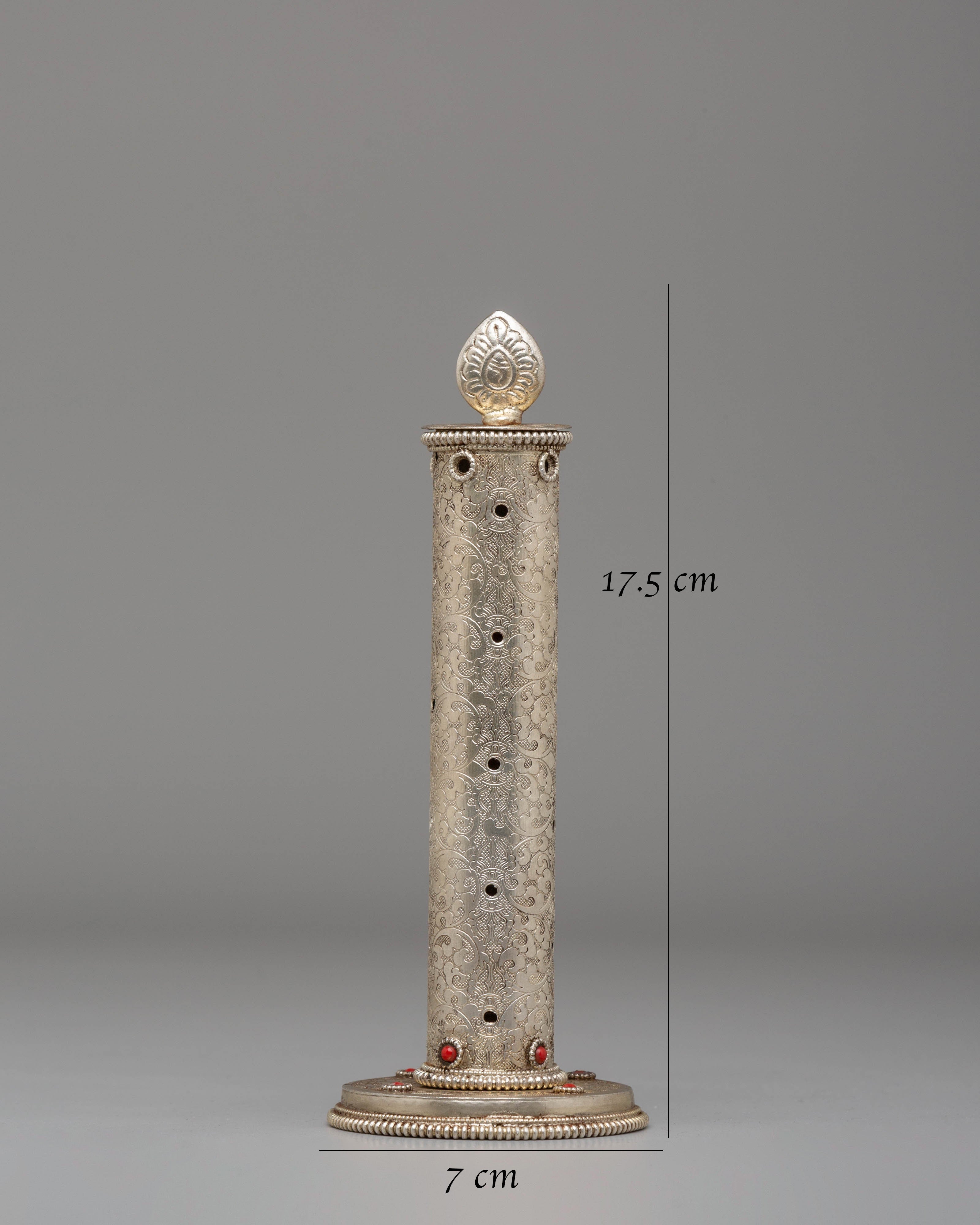 Buddhist Incense Holder for Rituals | Handcrafted Gemstone & Silver Design