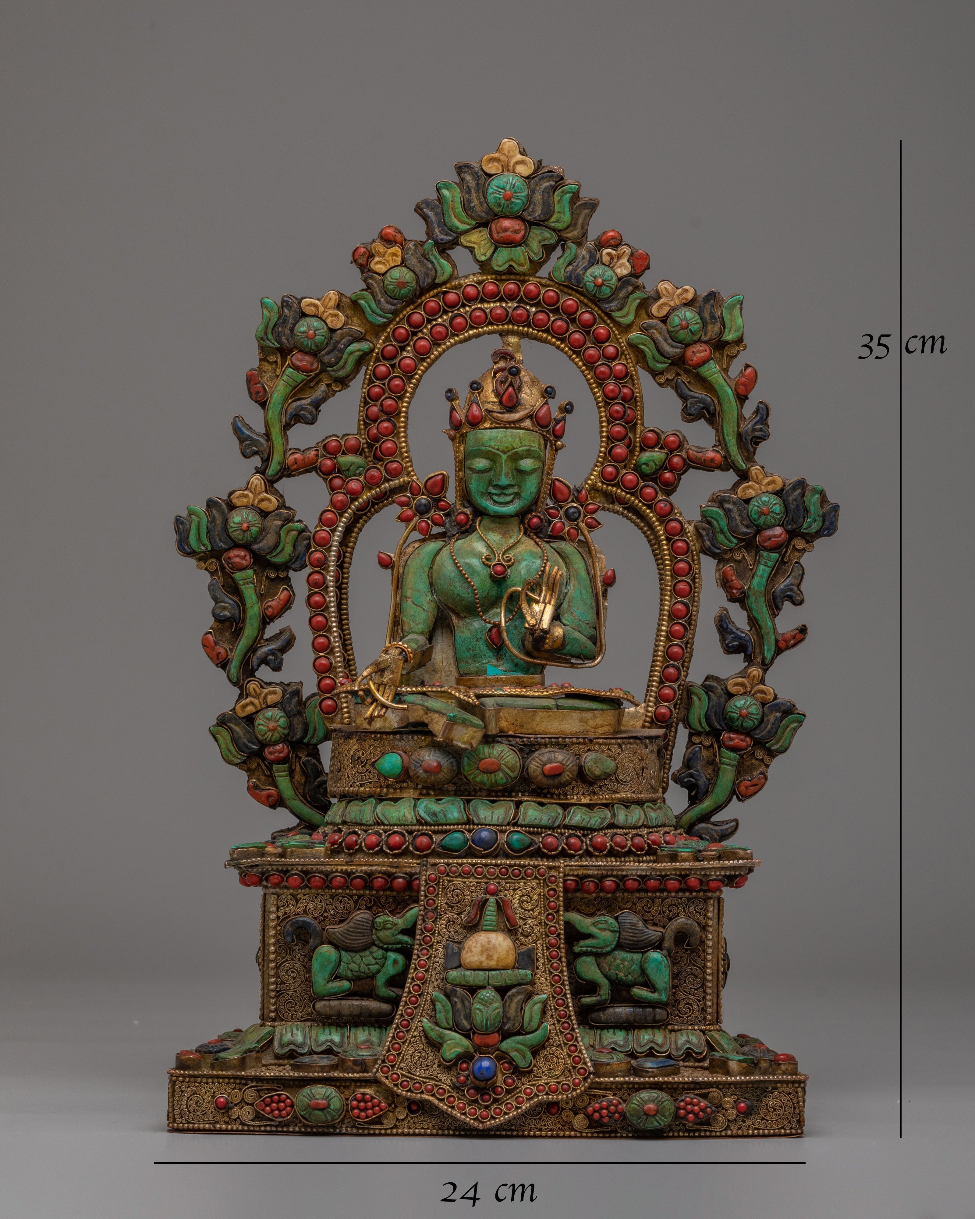 Handcrafted Green Tara Statue for Decor | Tibetan Buddhist Deity