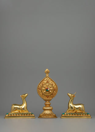 Dharma Wheel and Deer Set | Sacred Symbol of Dharma