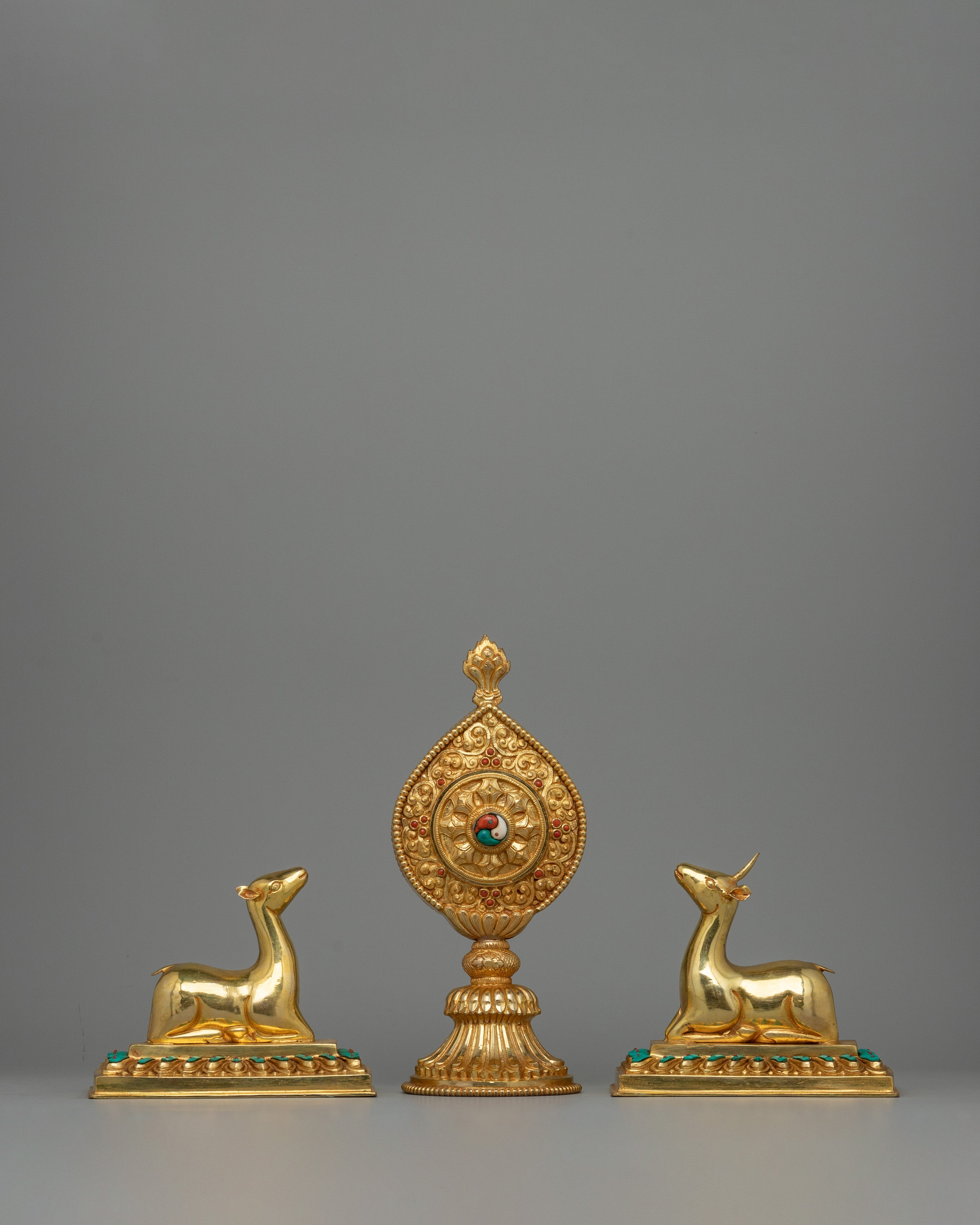 Dharma Wheel and Deer Set | Sacred Symbol of Dharma