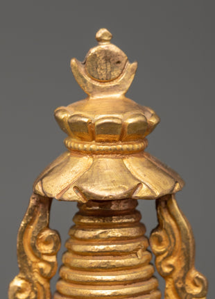 Copper and Gold-Plated Stupa | A Sacred Tibetan Buddhist Relic