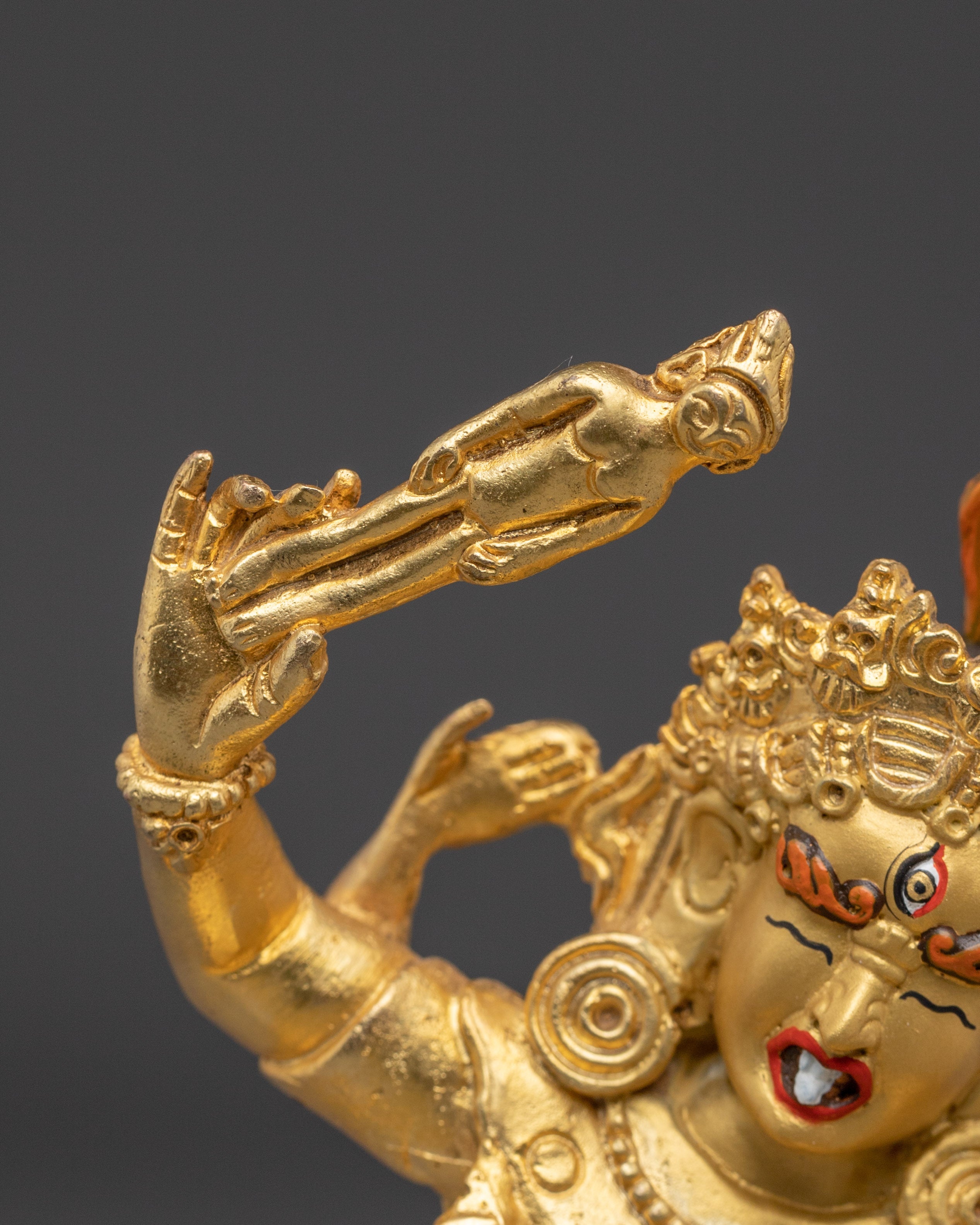 Gold Plated Ekajati Statue | Tibetan Buddhist Wrathful Deity for Spiritual Protection