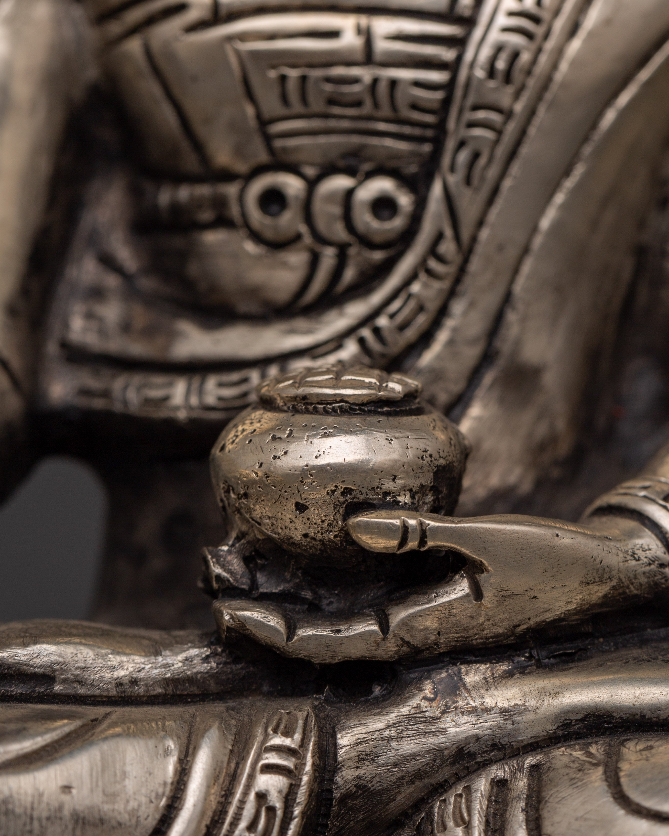 Silver-Plated Shakyamuni Buddha Statue | Buddhist Decor & Spiritual Serenity