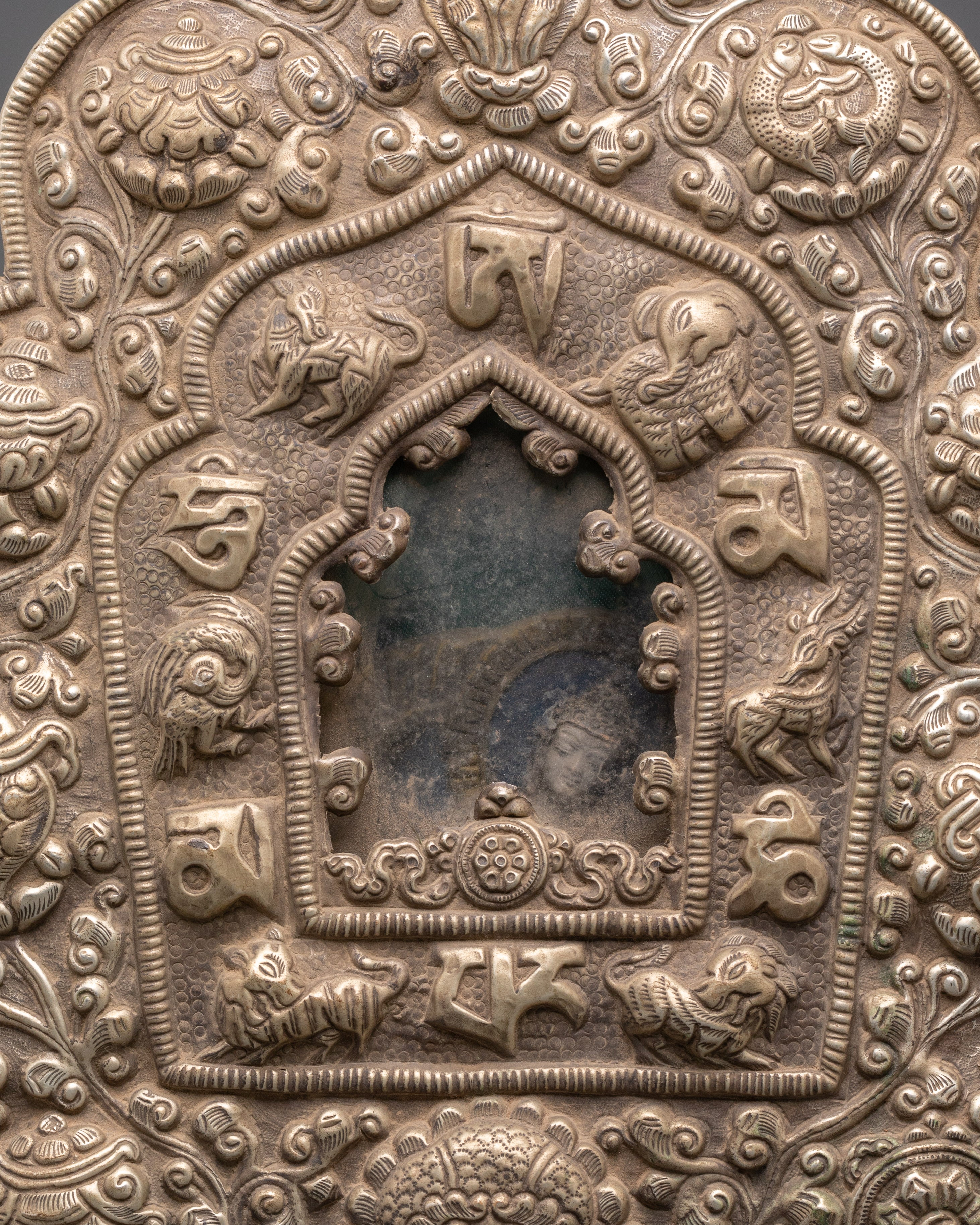 Buddhist Ghau Box with Symbols | Handcrafted Tibetan Shrine Box