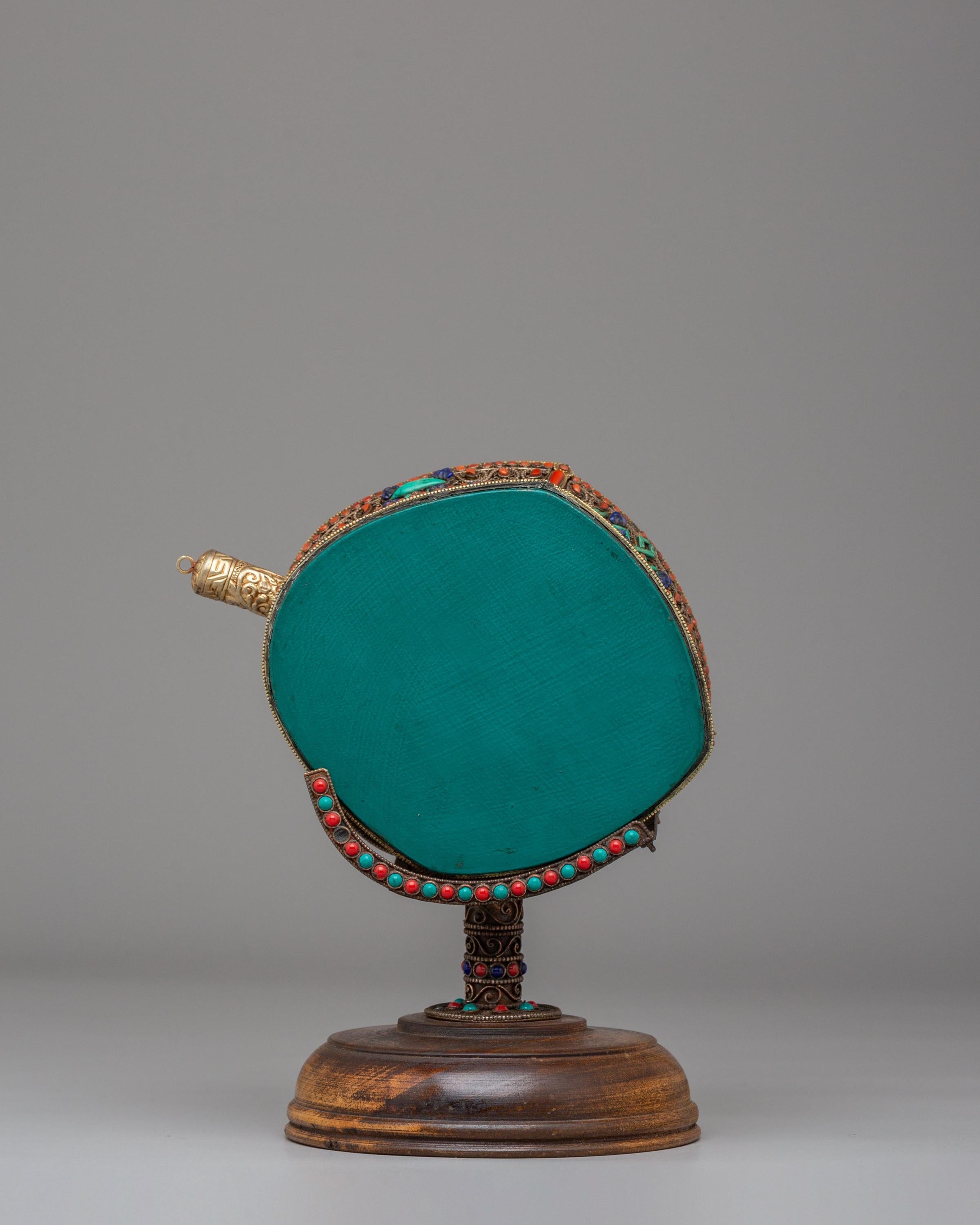 Buddhist Damaru with Stand | Handcrafted Ritual Drum for Meditation