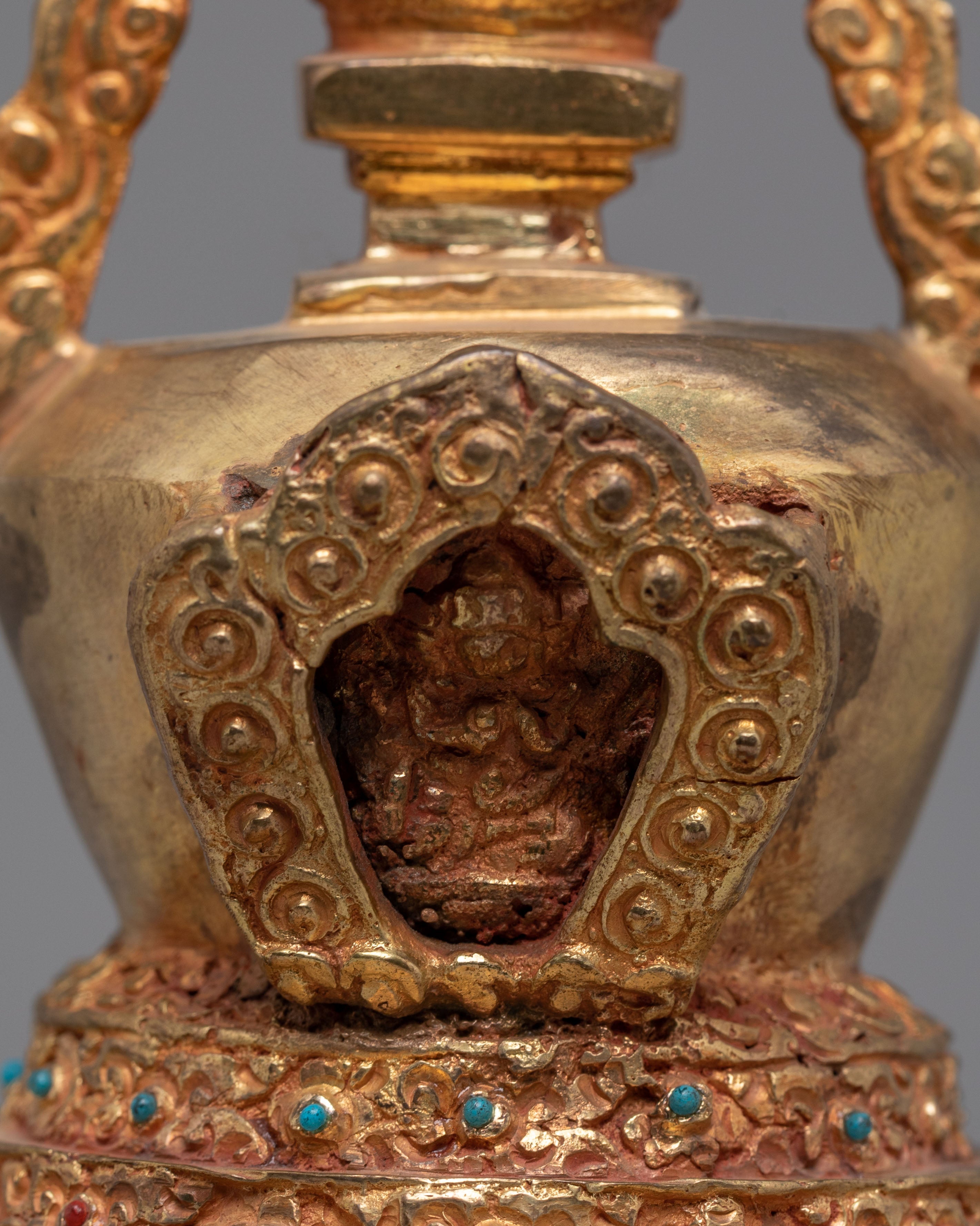 Handcrafted Tibetan Copper Stupa | Copper Gold-Plated Art