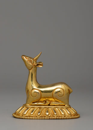 Dharma Wheel and Pair Of Deer | Traditional Buddhist Decor for Peaceful Spaces