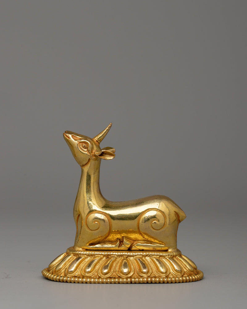 Dharma Wheel and Pair Of Deer | Traditional Buddhist Decor for Peaceful Spaces