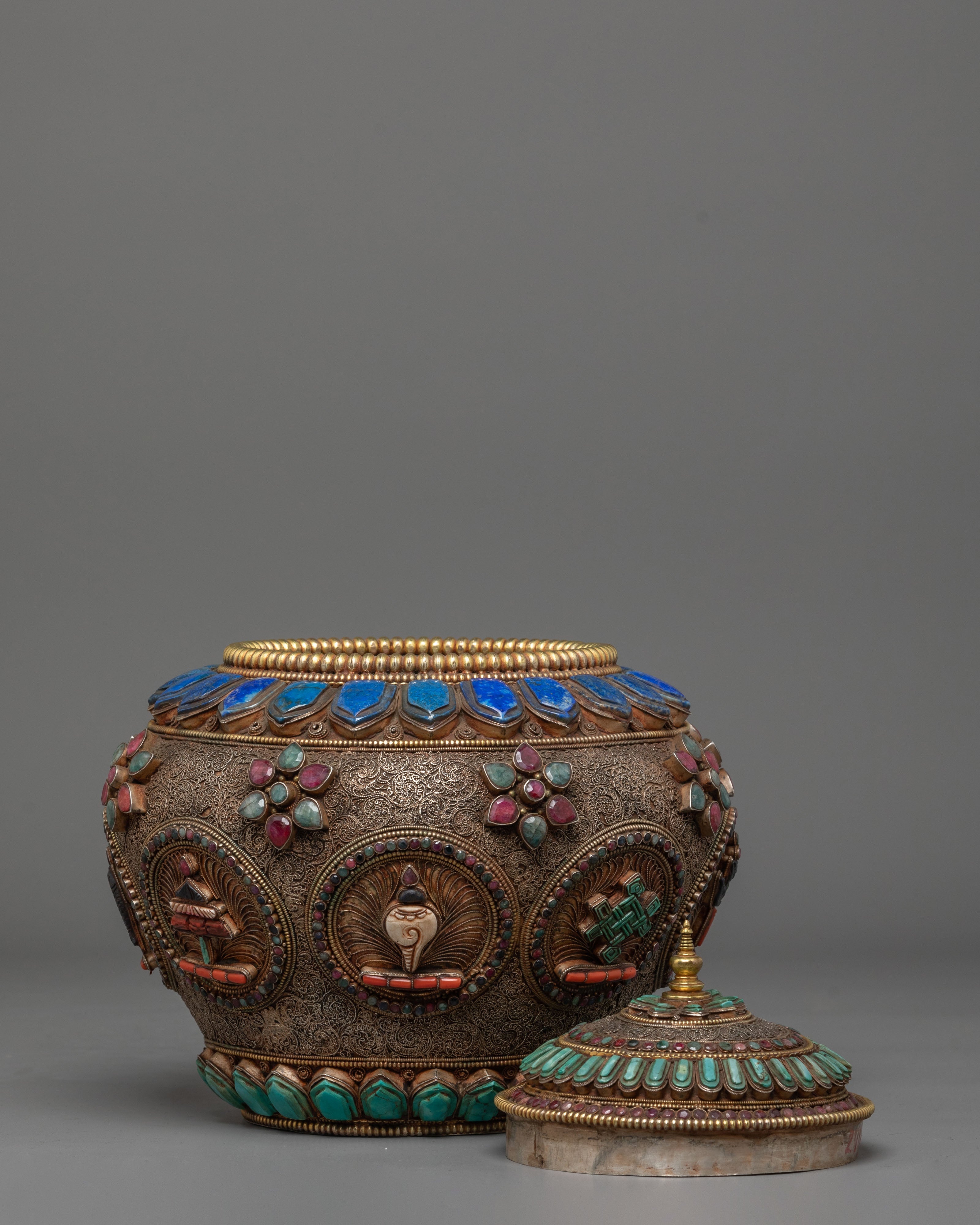 Tibetan Buddhist Dhupur Rice Pot | Himalayan Ritual Offering Vessel