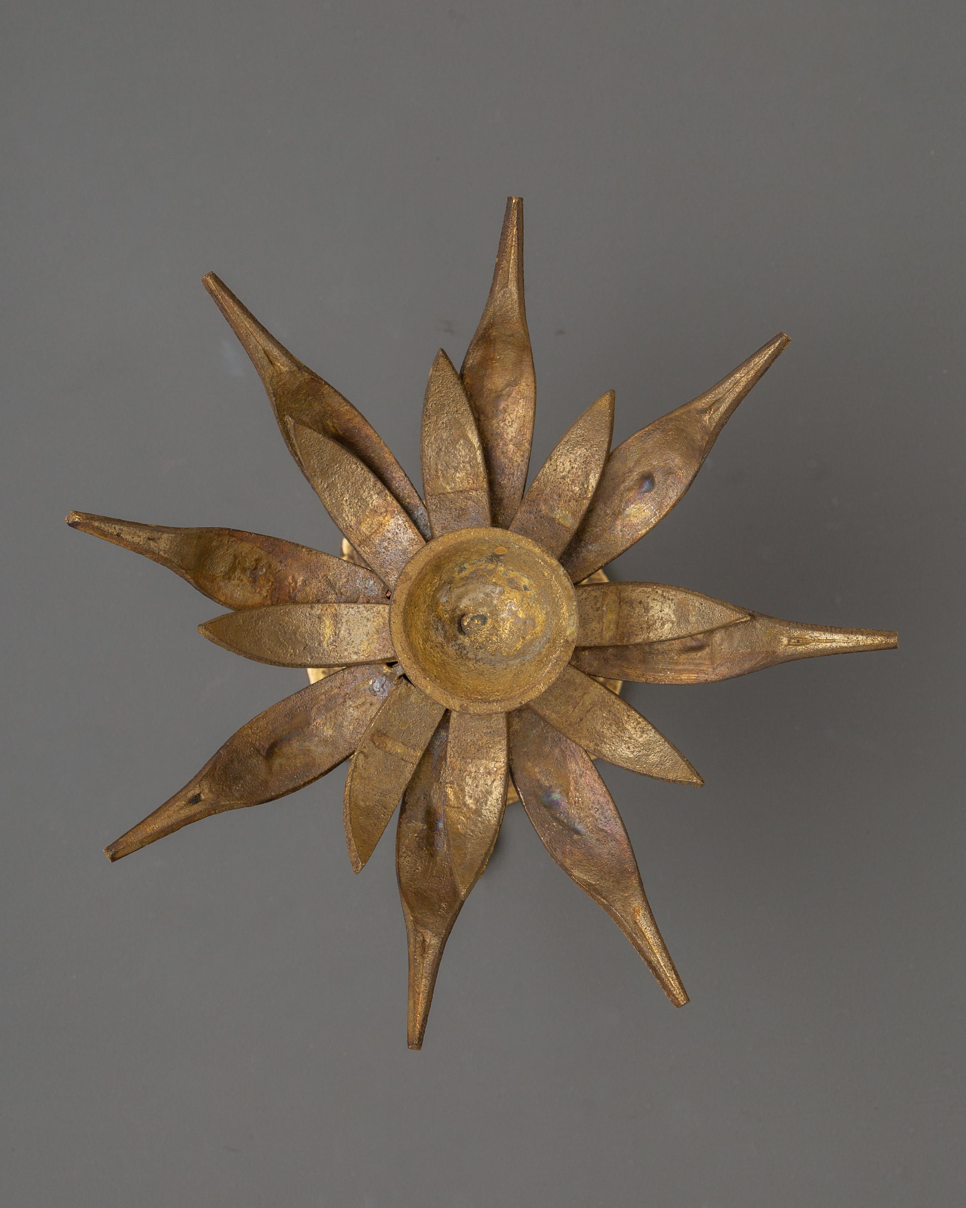 Traditional Brass Lotus Flower Oil Lamp | Ganesha Motif Hindu Diya for Puja