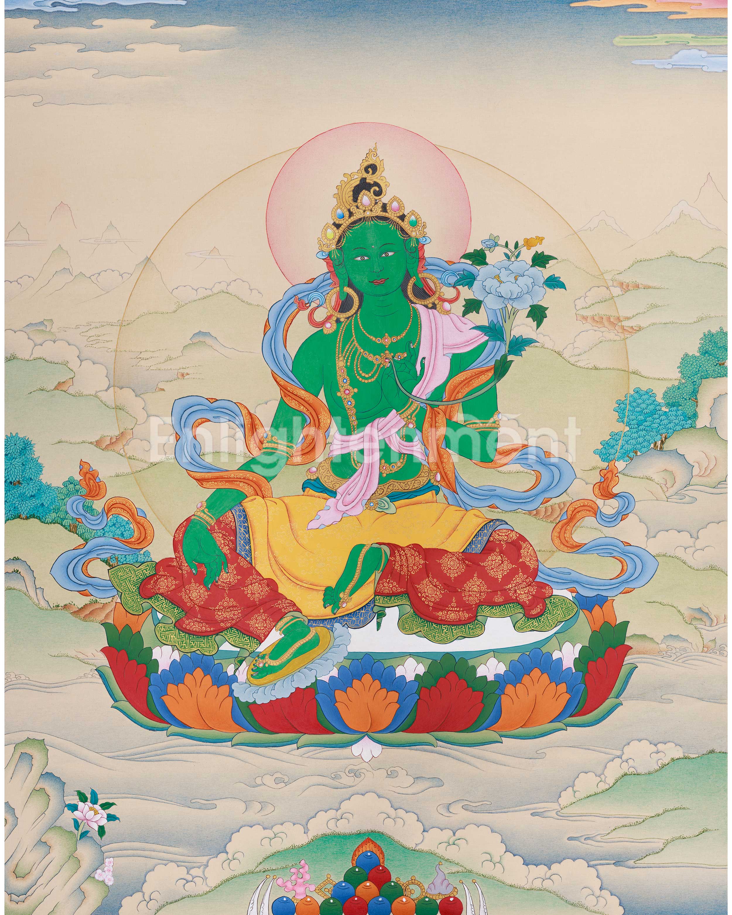 female-buddha-green-tara-painting