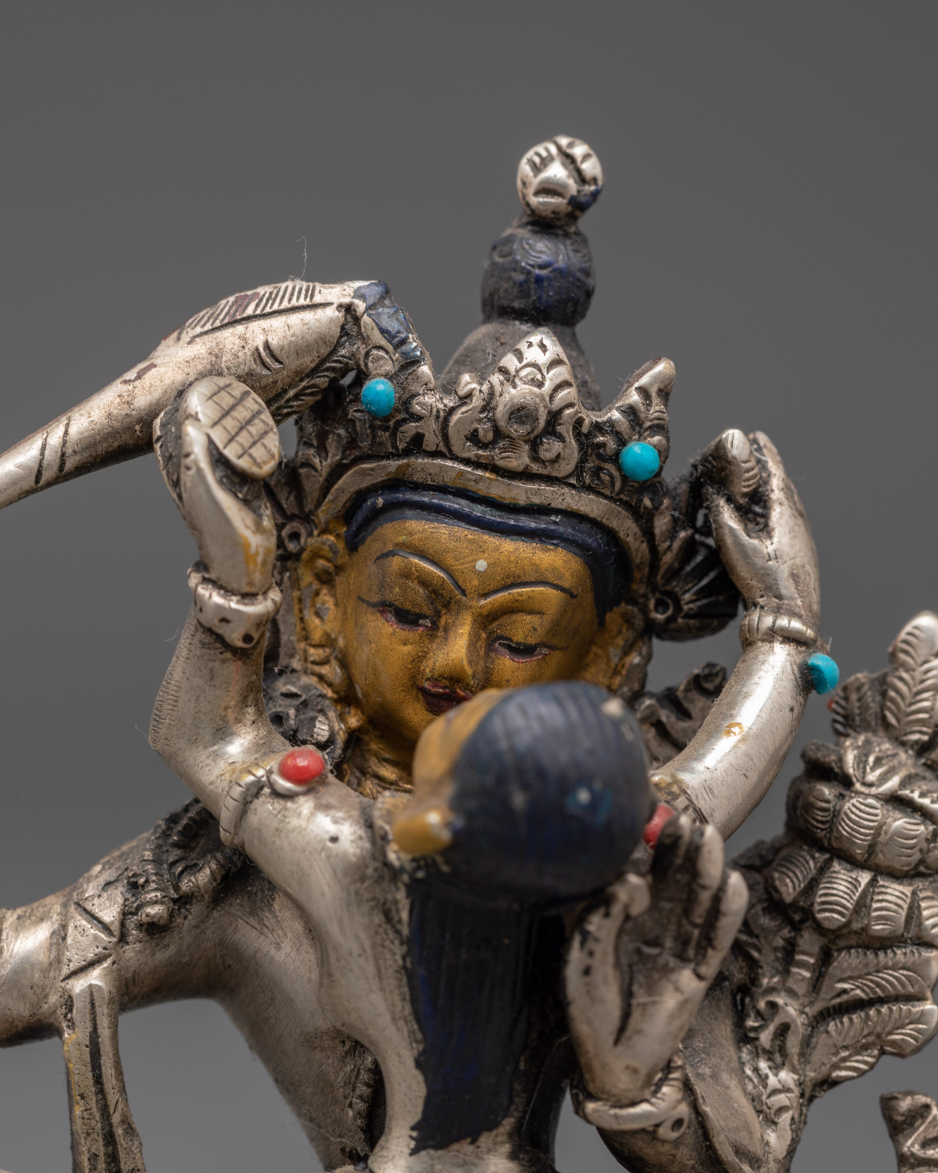 Handmade Silver Plated Manjushri Statue | Embodying Wisdom & Compassion