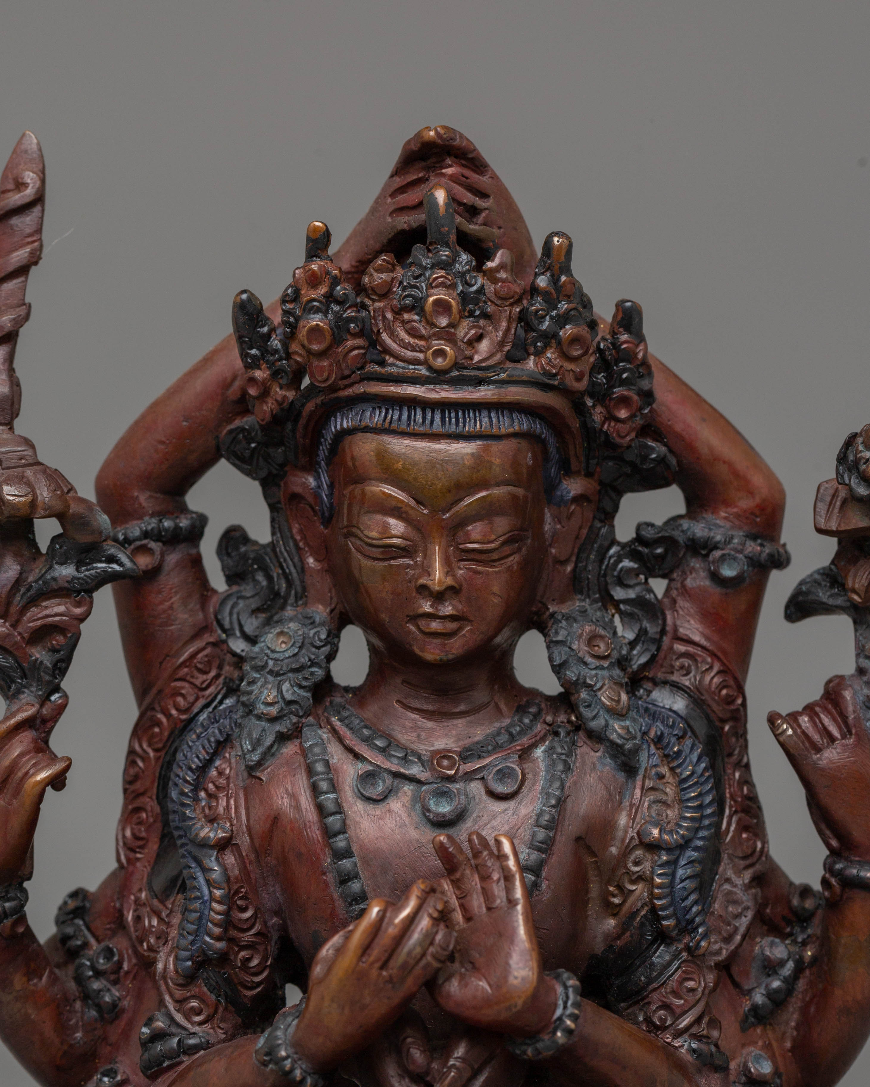 Tibetan Cundi Bodhisattva Sculpture | Oxidized Copper Statue