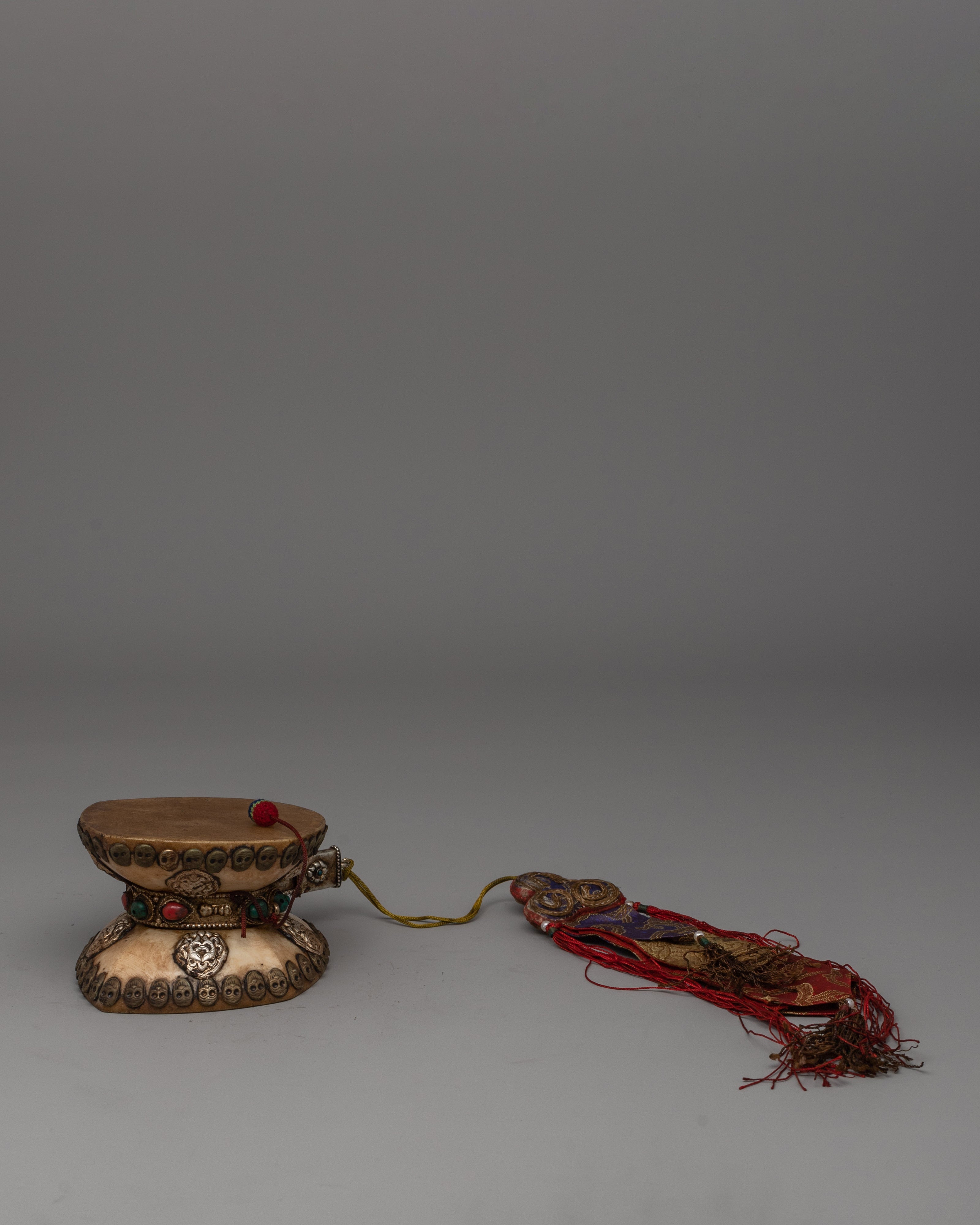 Damaru Drum with Turquoise & Coral | A Spiritual Tool for Rituals