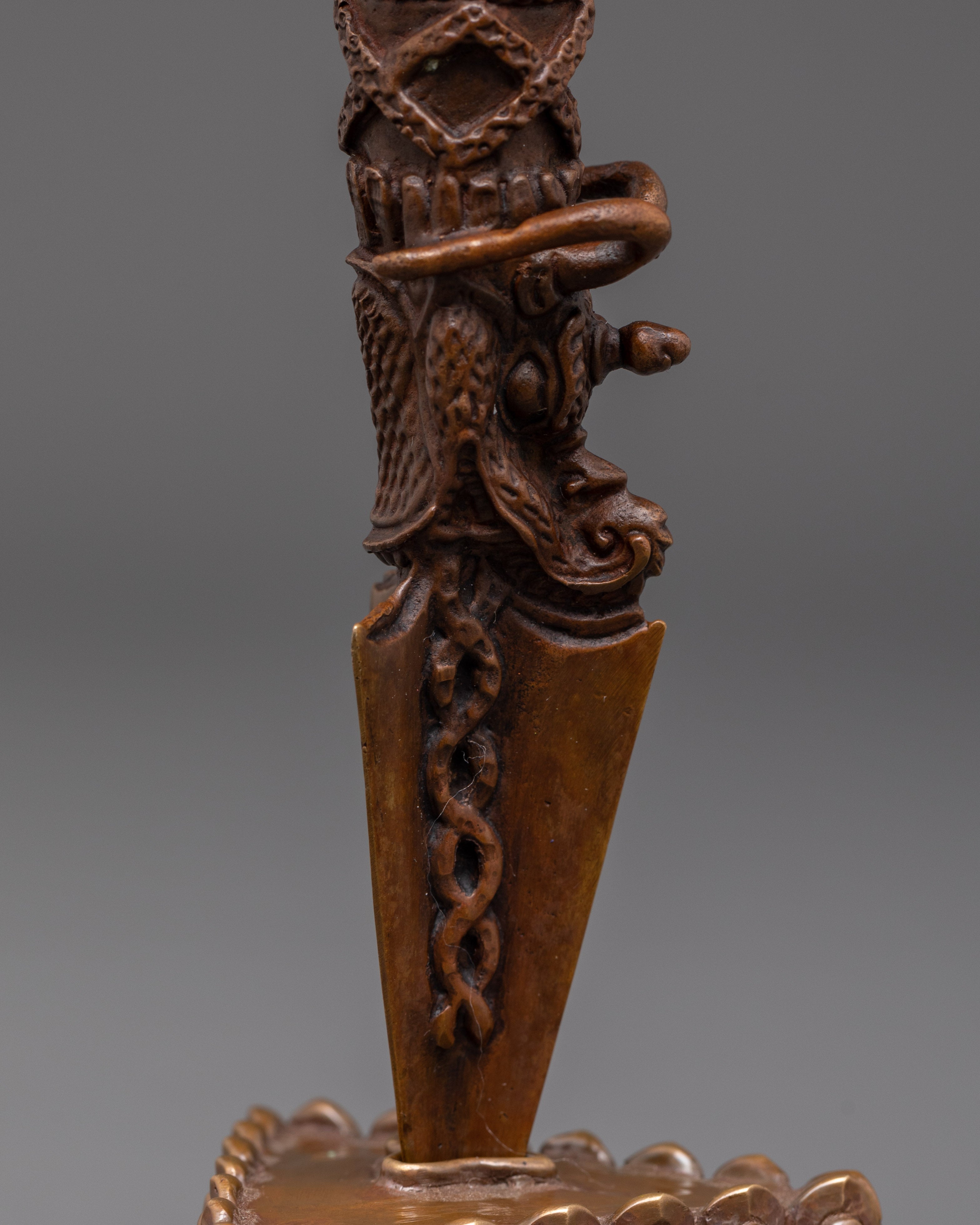 Handmade Himalayan Phurba Dagger | Oxidized Copper Ritual Artifact