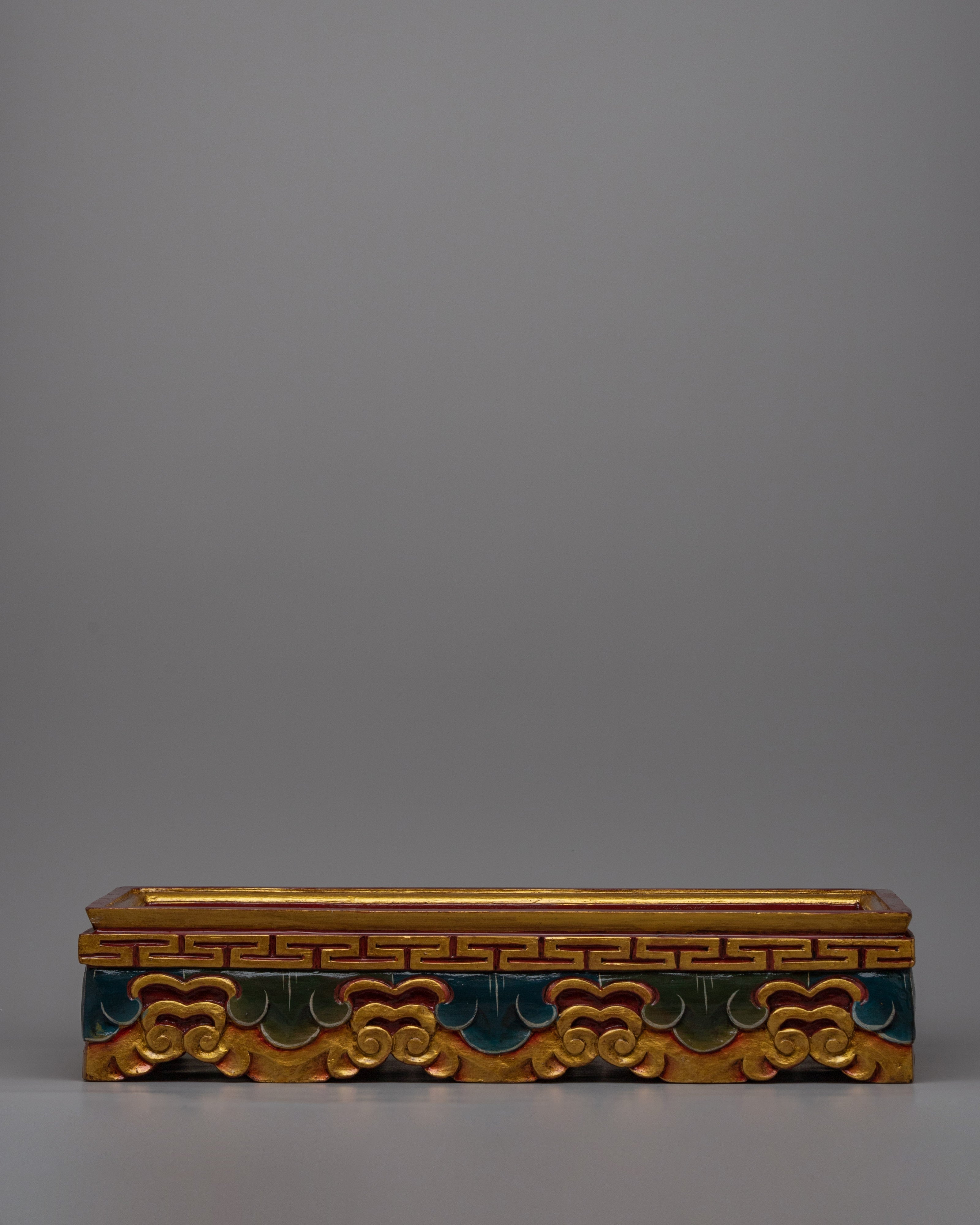 Hand-Painted Wooden Decorative Tibetan Tray | Buddhist Altar Offering Plate
