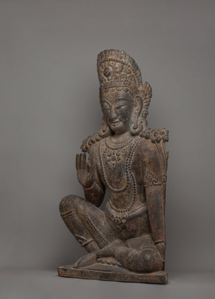 Handcarved Wooden Lokeshwor Statue | Divine Buddhist Protector
