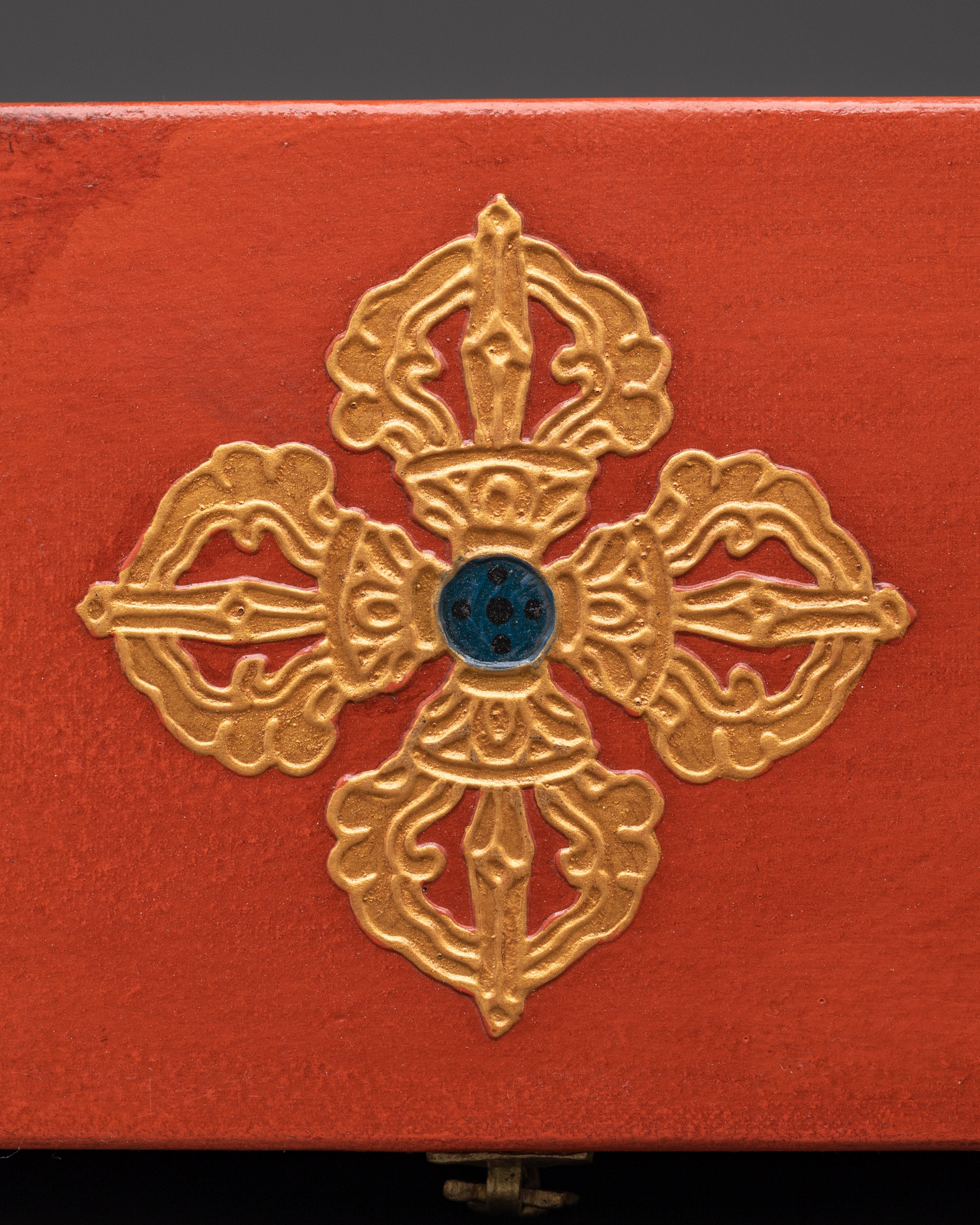 Tibetan Decorative Storage Box | Featuring Bisho Vajra, Lotus, Conch