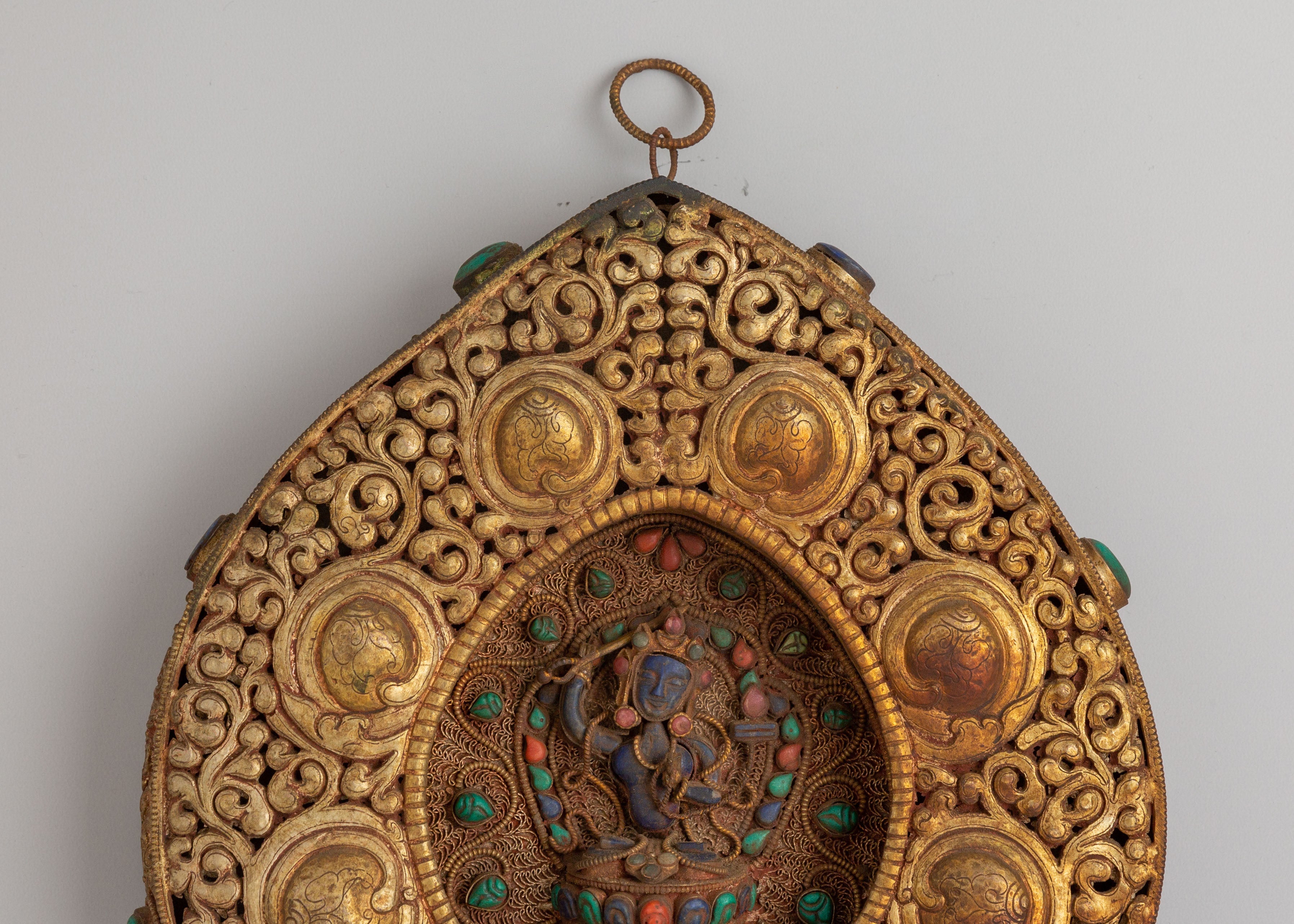 Buddhist Deity Manjushri Wall Hanging | Lapis Lazuli Buddhist Artwork