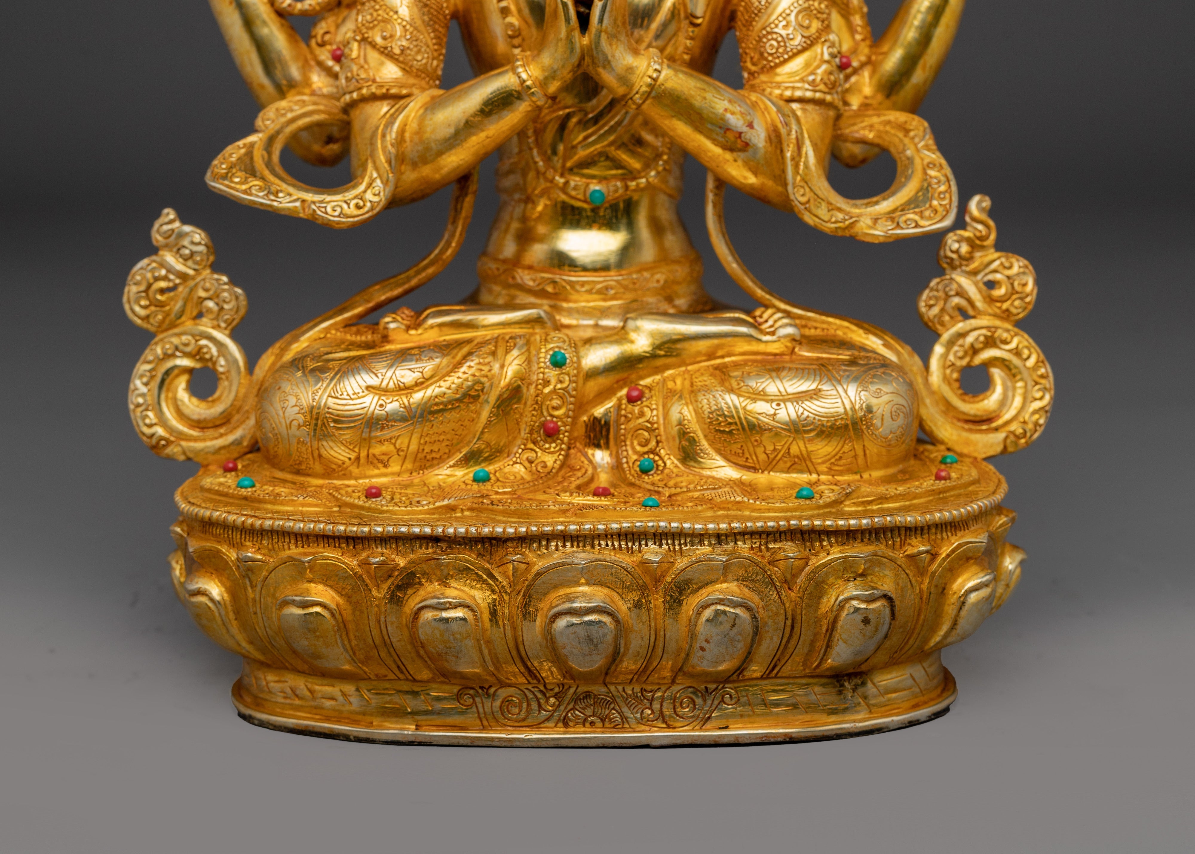 Golden Four Armed Chenrezig Statue | Spiritual Enlightenment