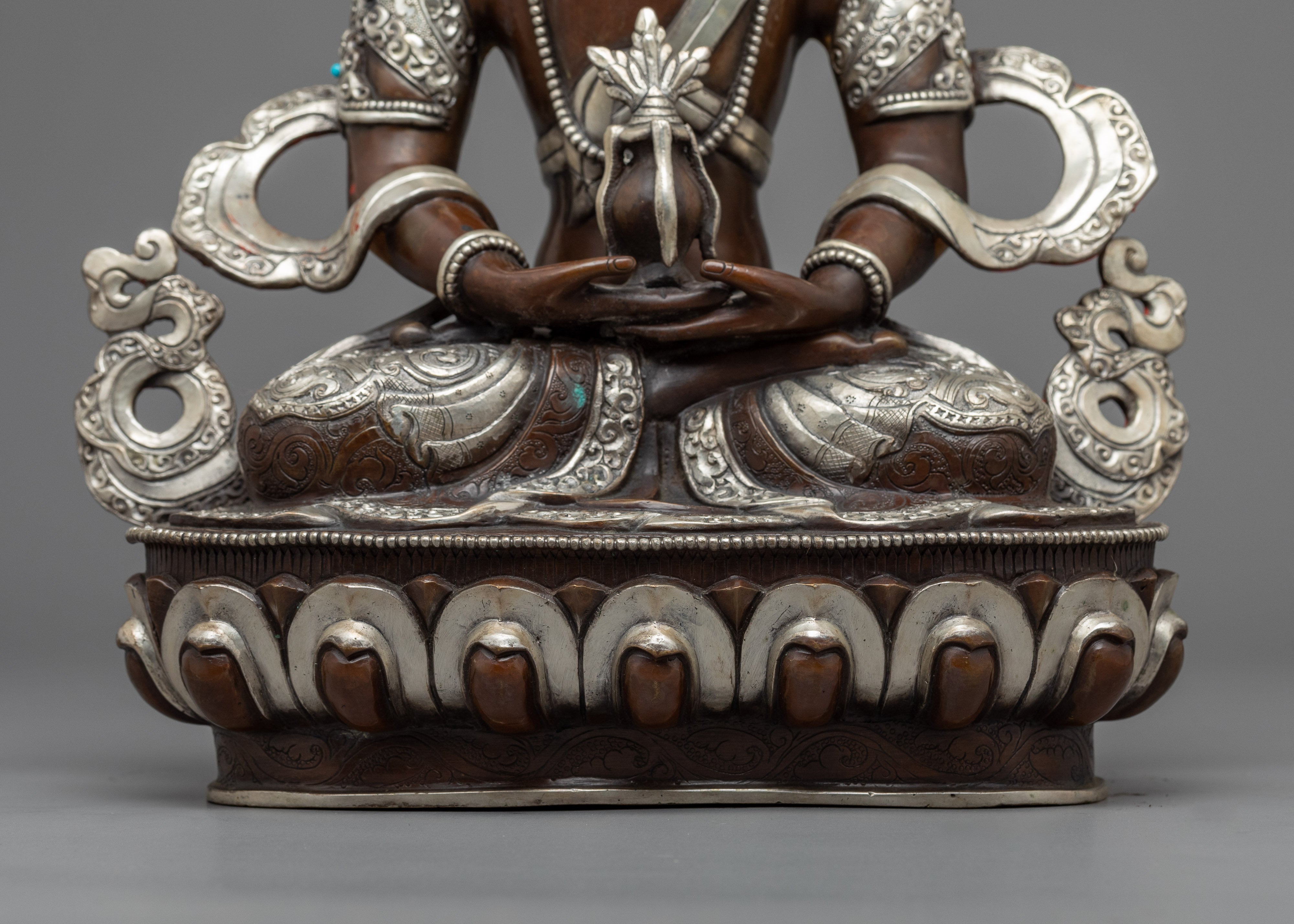 Amitayus Buddha Statue | Buddhist Sculpture Gilded in Gold and Silver