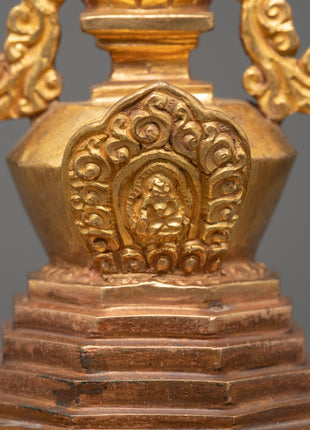 Copper and Gold-Plated Stupa | A Sacred Tibetan Buddhist Relic