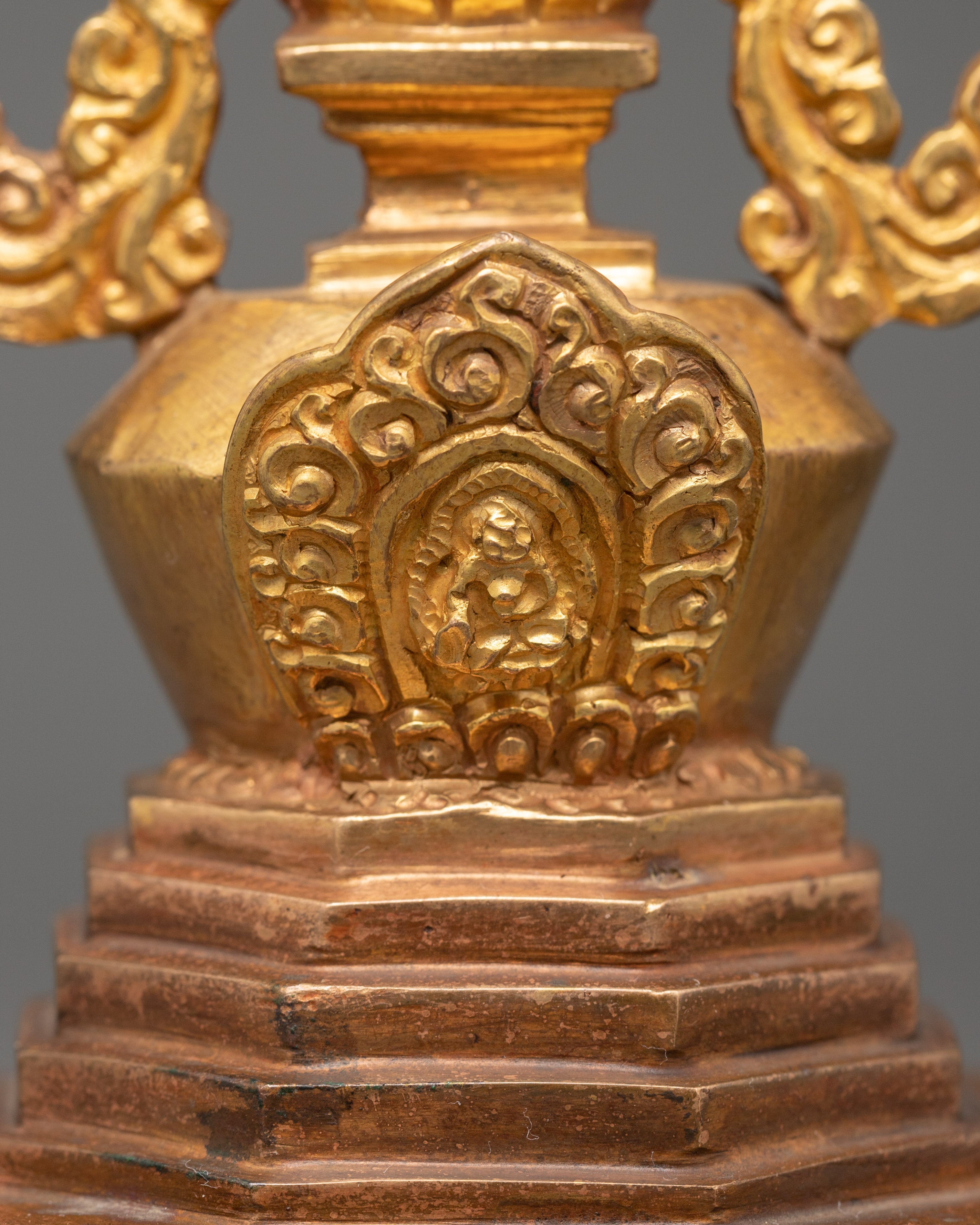 Copper and Gold-Plated Stupa | A Sacred Tibetan Buddhist Relic