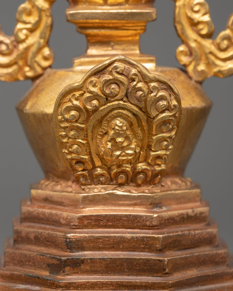 Copper and Gold-Plated Stupa | A Sacred Tibetan Buddhist Relic