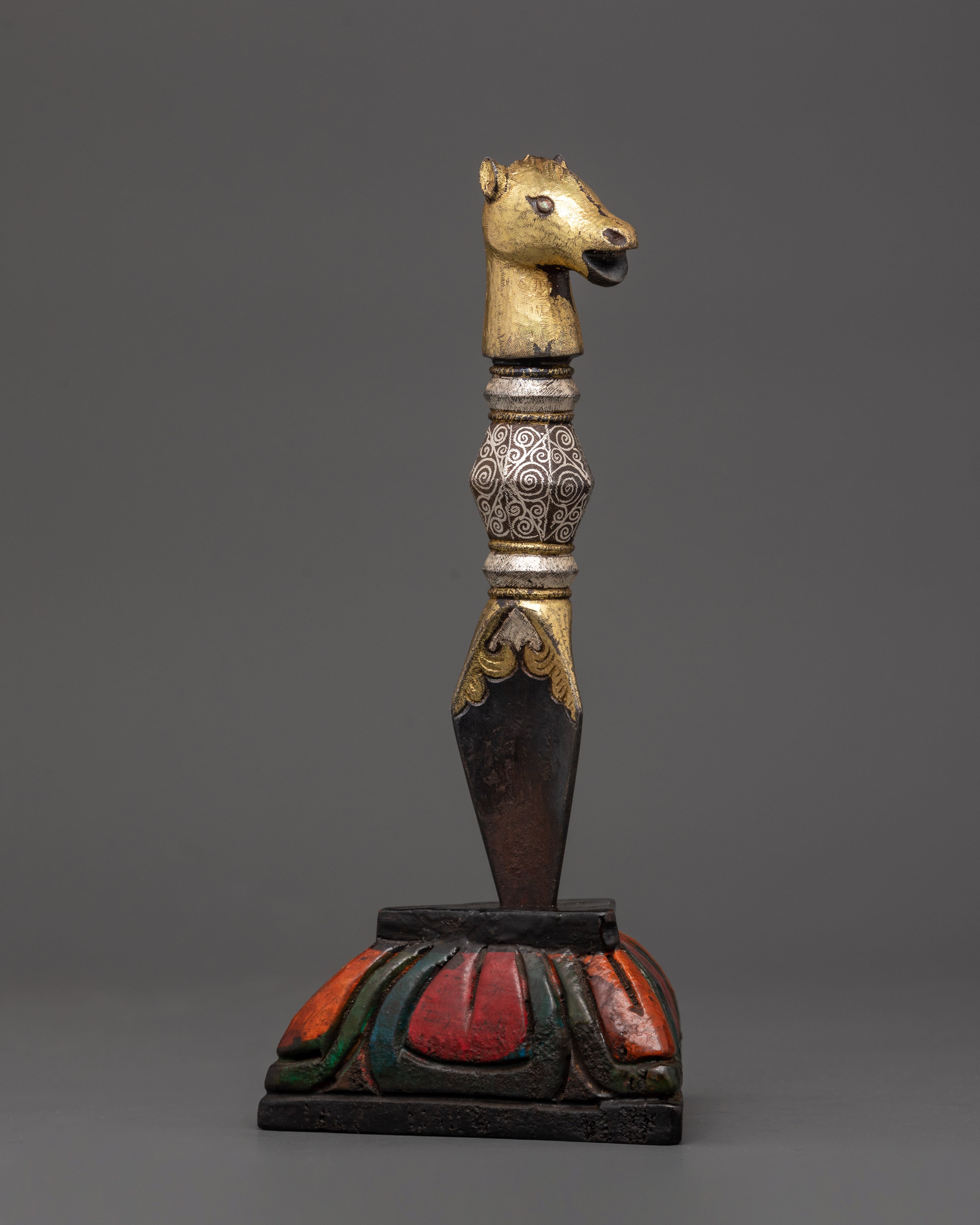 Iron Phurba with Carvings | Handcrafted Ritual Dagger for Protection