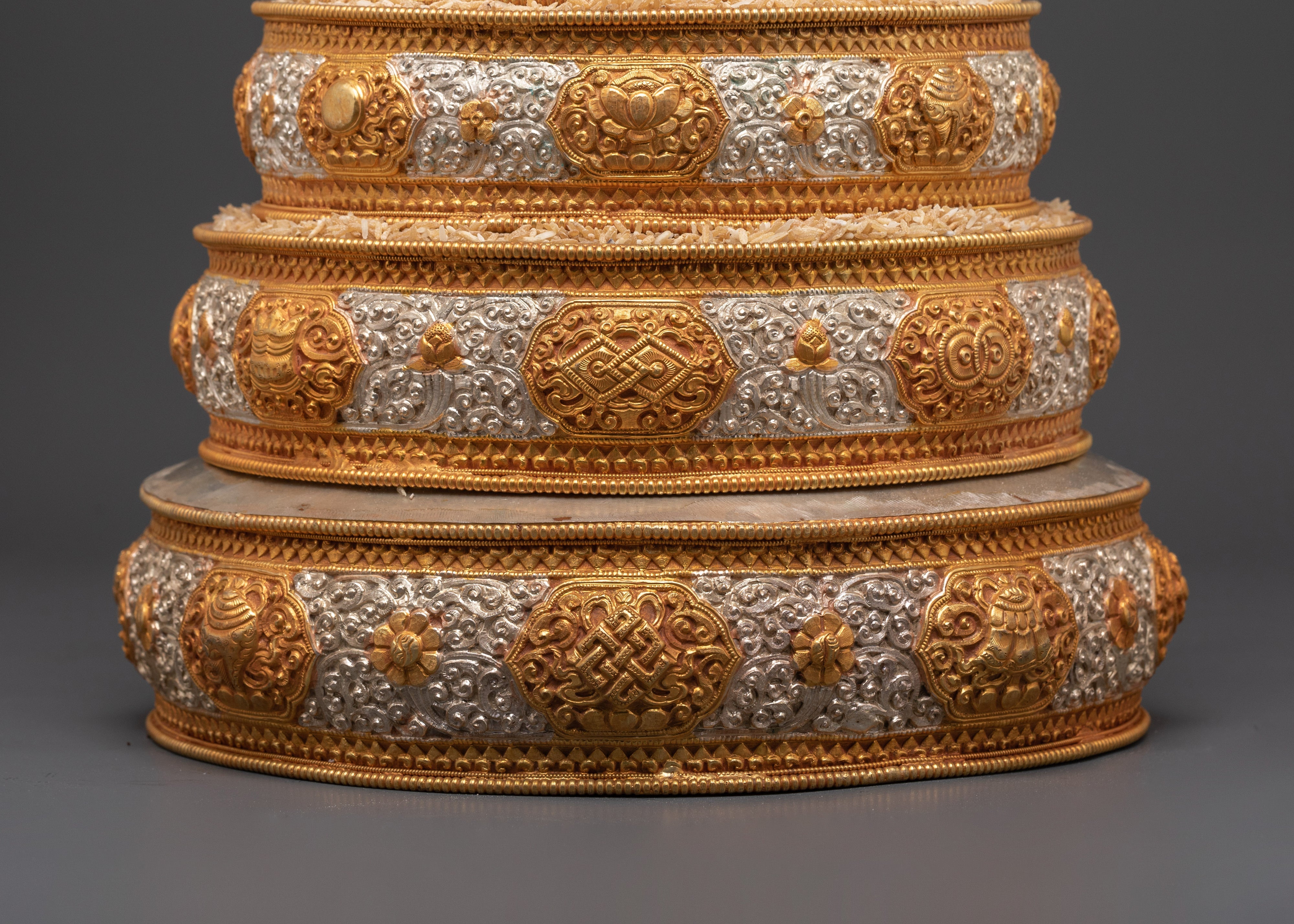 Elegant Himalayan Mandala Set | Crafted with Copper, Gold and Silver Plated