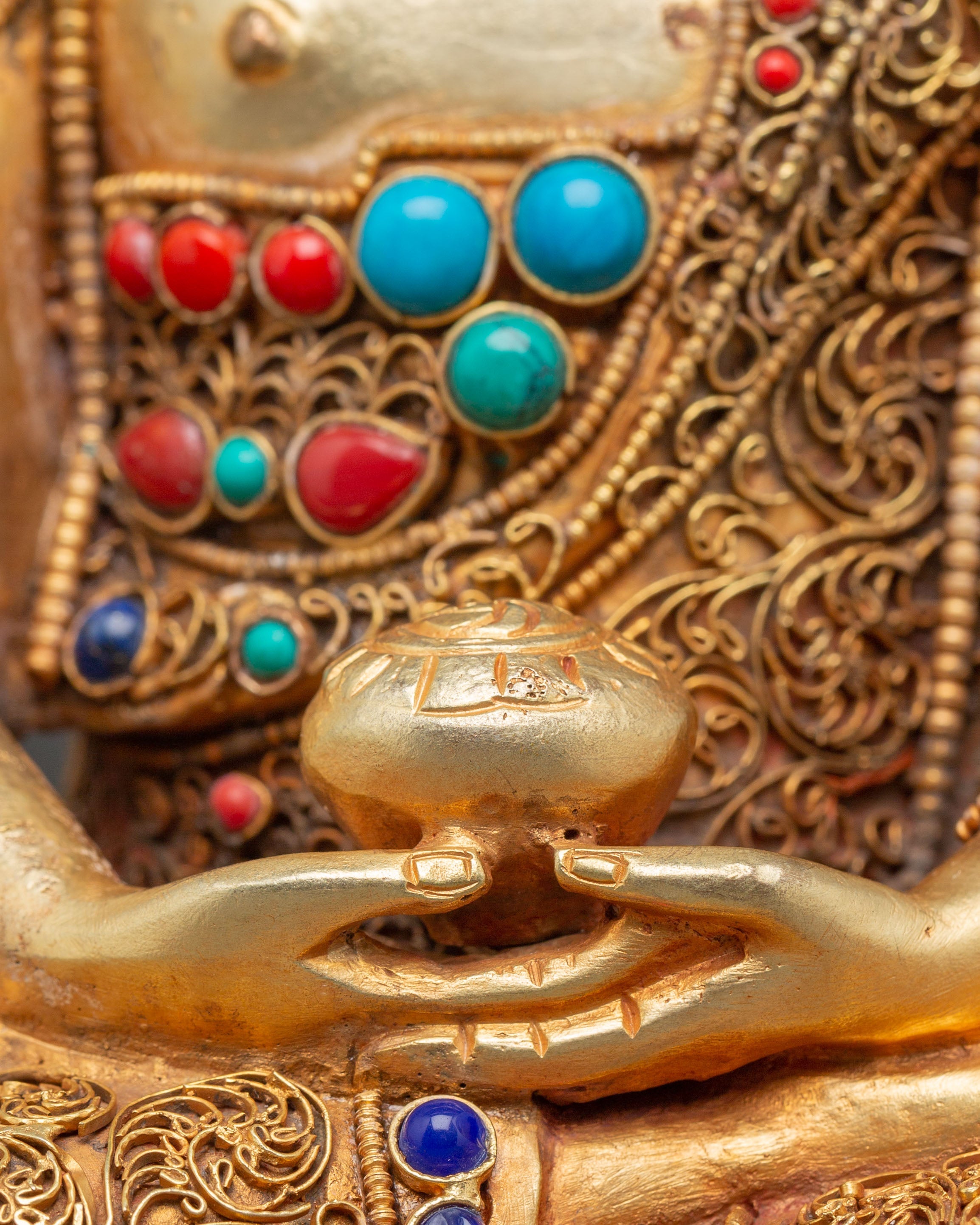 Gold Plated Statue of Amitabha Buddha | Buddhist Altar Statue