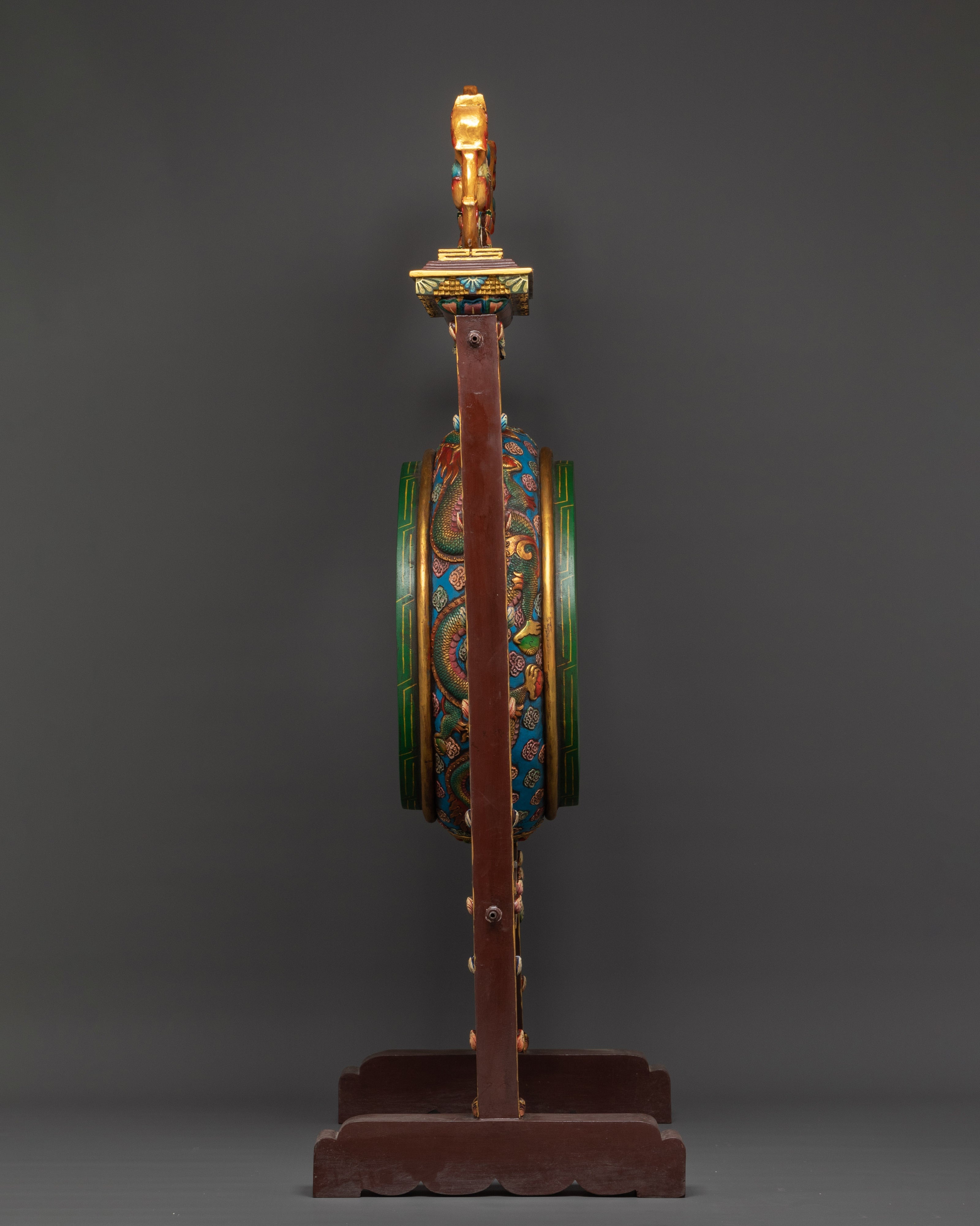 Traditional Tibetan Drum | Handmade Himalayan Drum with Dragon Motif