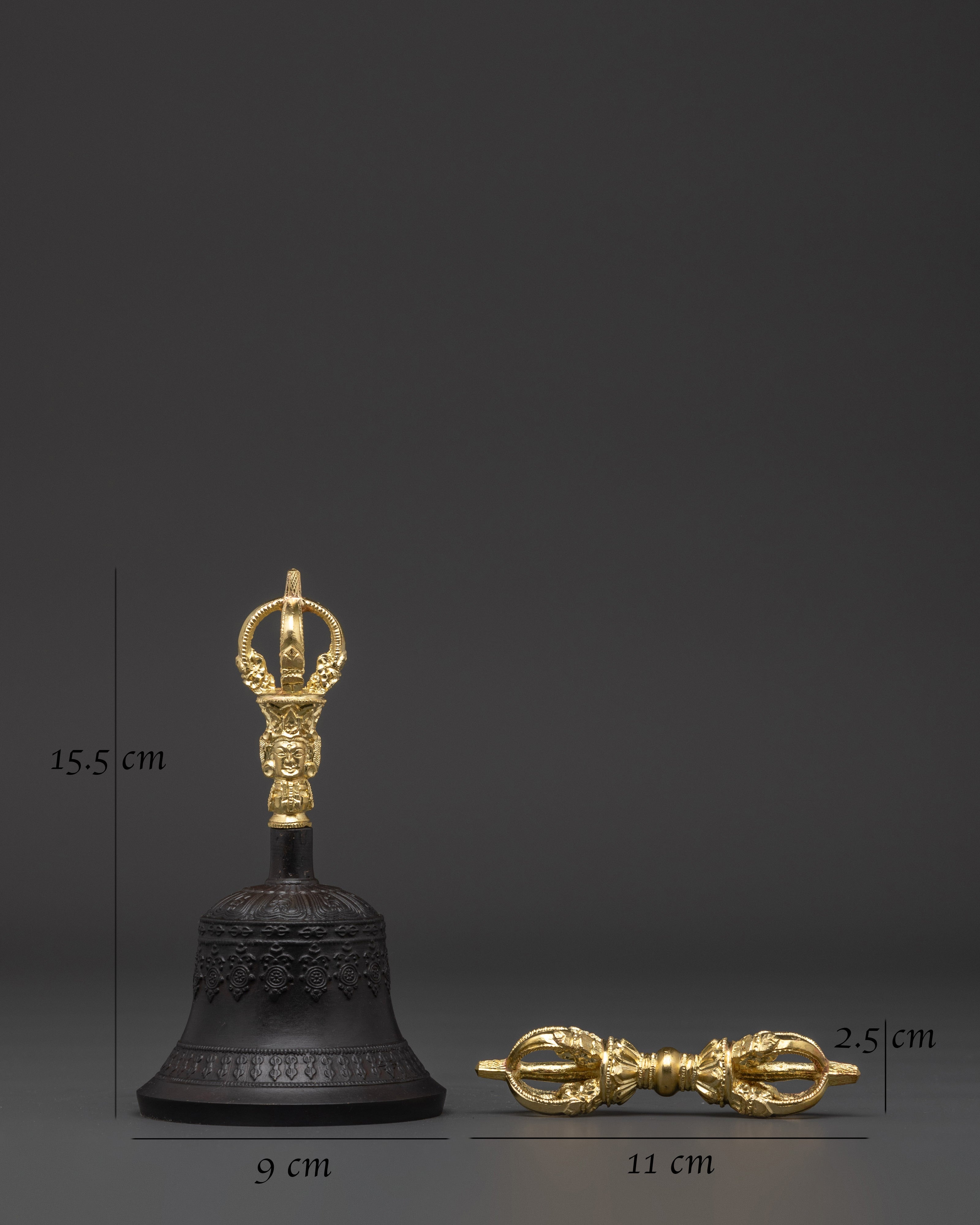 Traditional Himalayan Bell and Vajra Set | Brass and Bronze Vajrayana Ritual Instrument