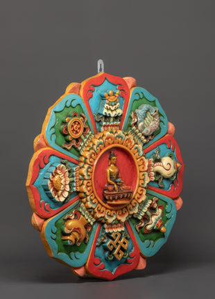 Shakyamuni Buddha Wall Hanging with Auspicious Symbols | The Awakened One