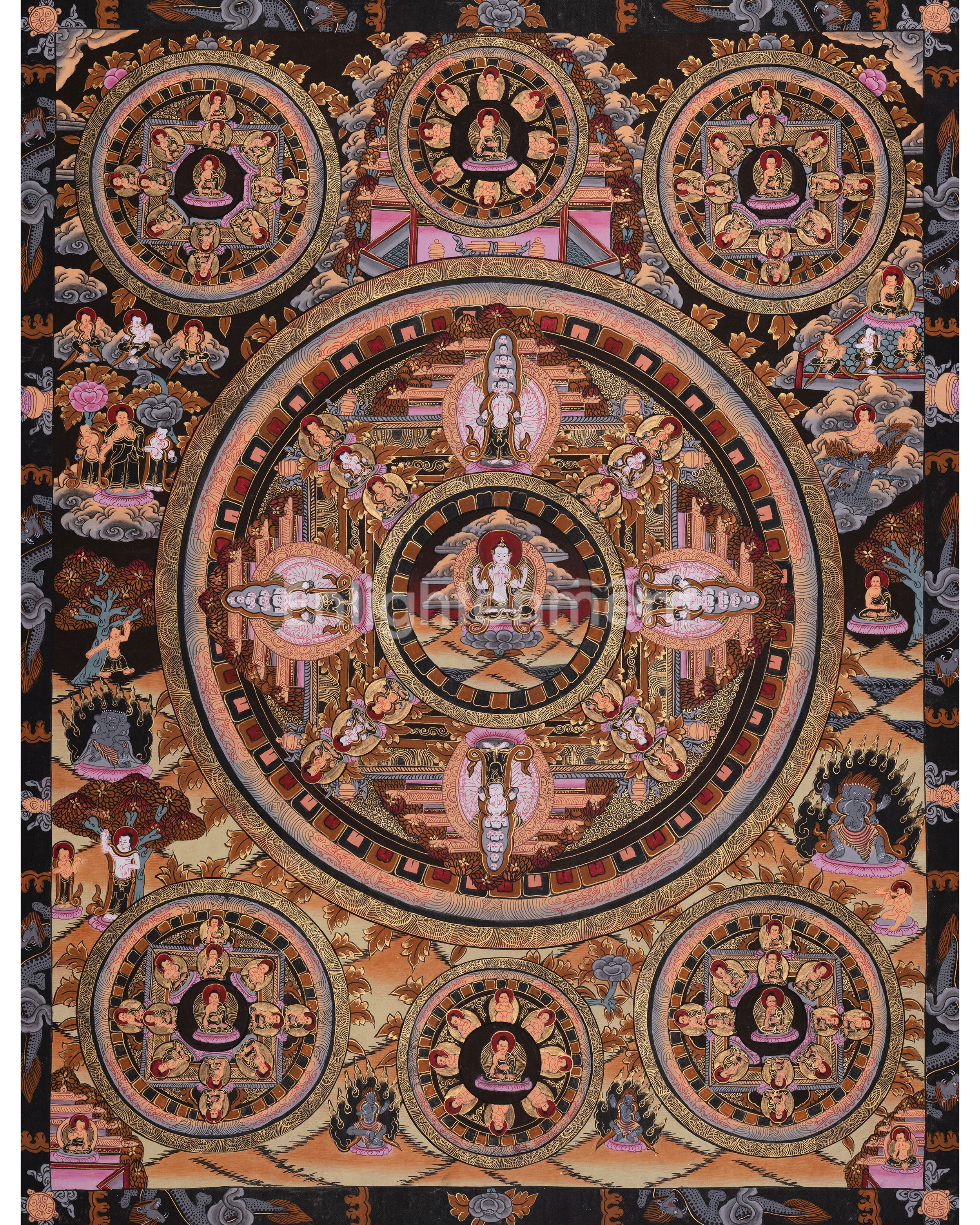 four-armed-chenrezig-mandala-thangka