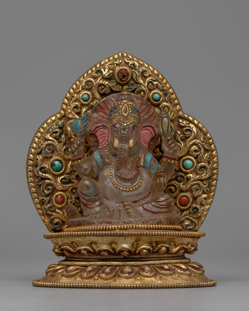 Crystal Ganesha Statue with Throne