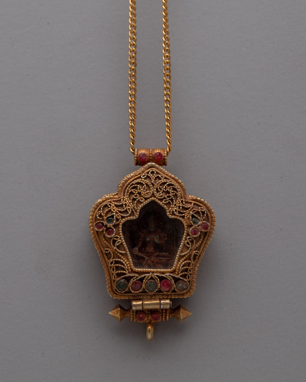 Green Tara Tibetan Ghau Pendant