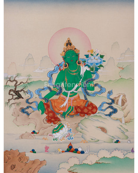 green tara buddha painting