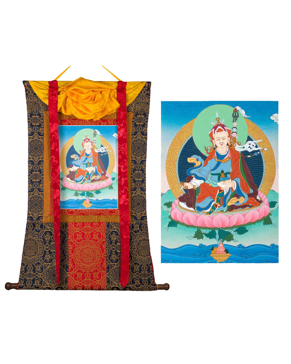 Guru Rinpoche Brocade Thangka | Padmasambhava Tibetan Art