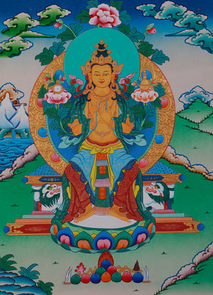 hand-painted maitreya buddha