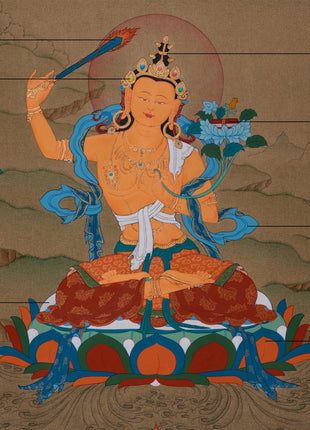 Wisdom Buddha, Manjushri Thangka | Hand-Painted Bodhosattva Painting